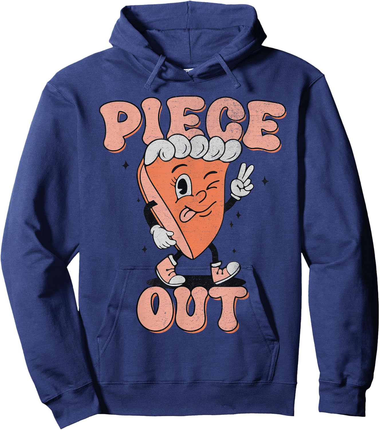 Piece Out Pumpkin Pie Retro Thanksgiving Fall Vibes Groovy Hoodie - Hoodie | Navy