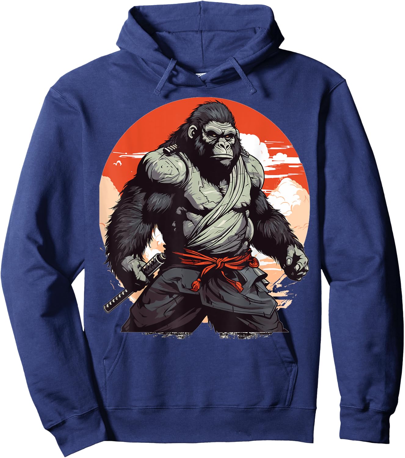 Samurai Monkey Warrior Japanese Ninja Gorilla Kawaii Hoodie - Hoodie | Navy