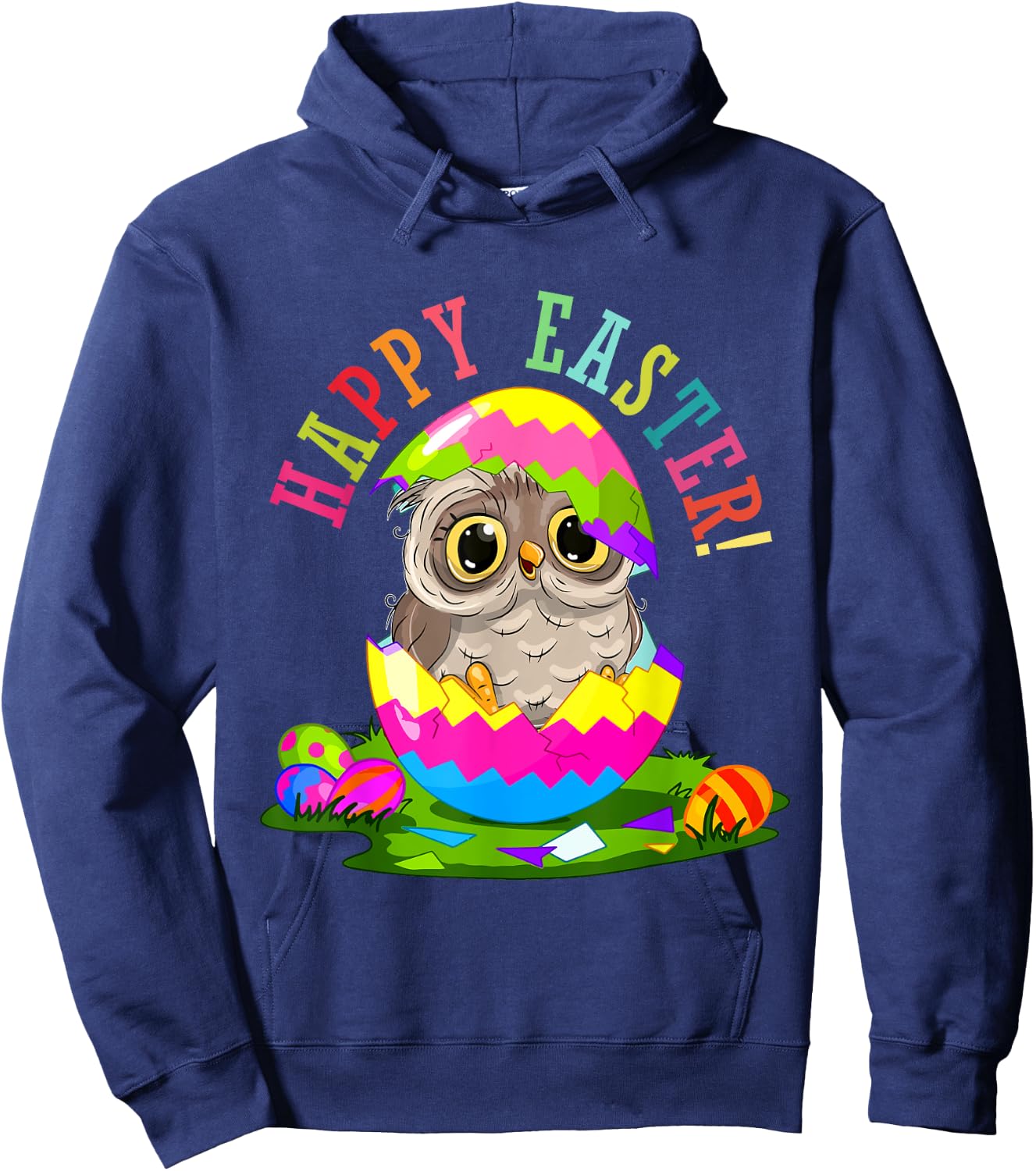 Happy Easter Owl In Chocolate Egg Hunting Eggs Lover Kids Hoodie - Hoodie | Navy