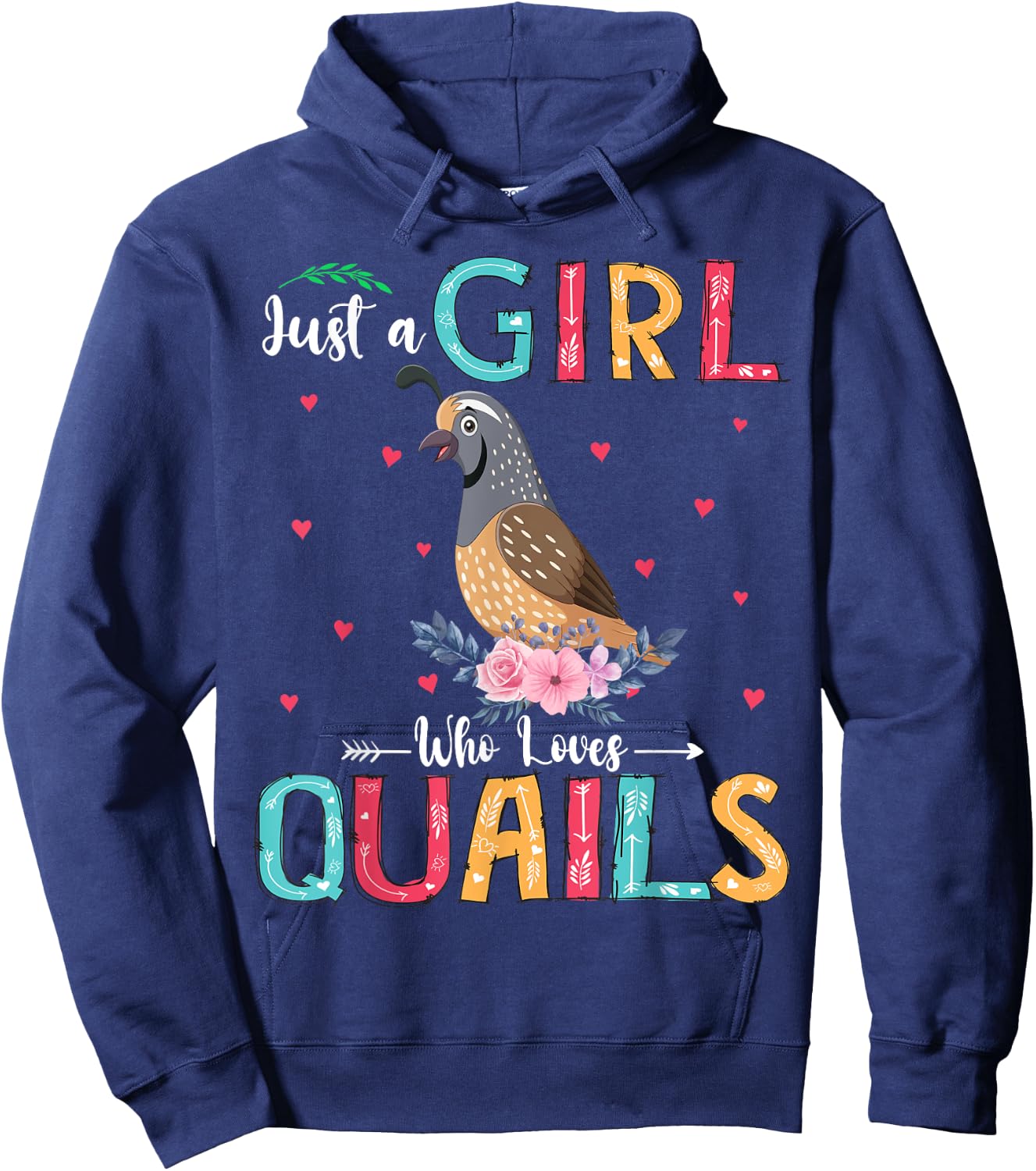 Just A Girl Who Loves Quails Funny Floral Flower Quail Bird Hoodie - Hoodie | Navy
