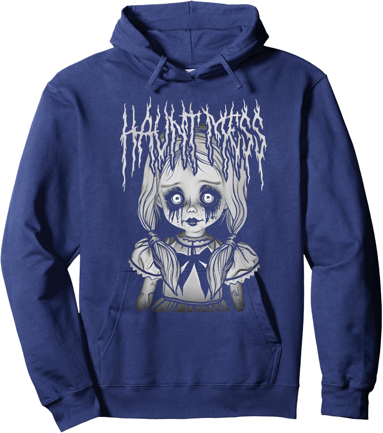 Haunt Mess Creepy Haunted Doll Illustration Hoodie - Hoodie | Navy