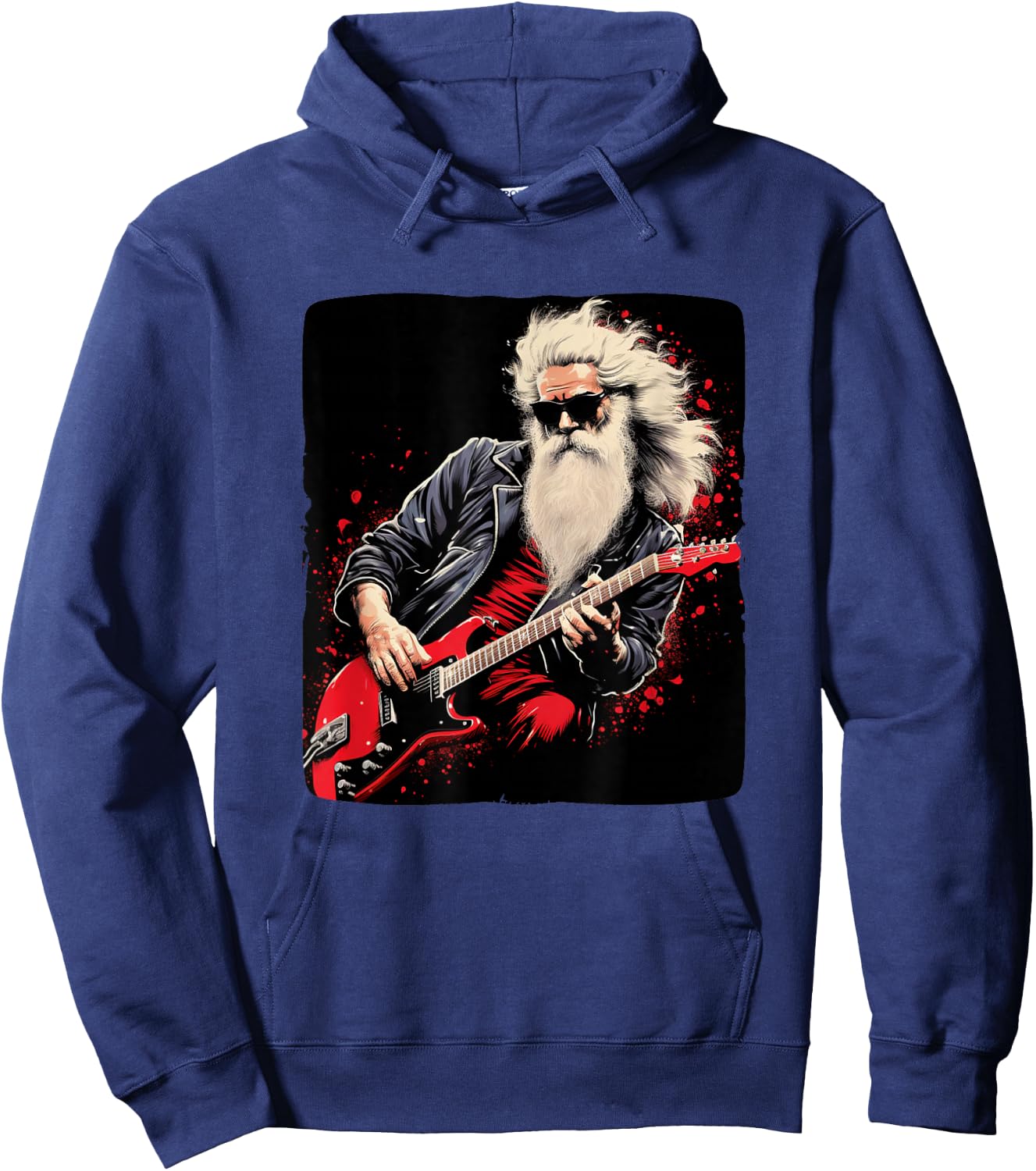Rock'n Roll Santa Claus Costume for Christmas Eve Party Hoodie - Hoodie | Navy