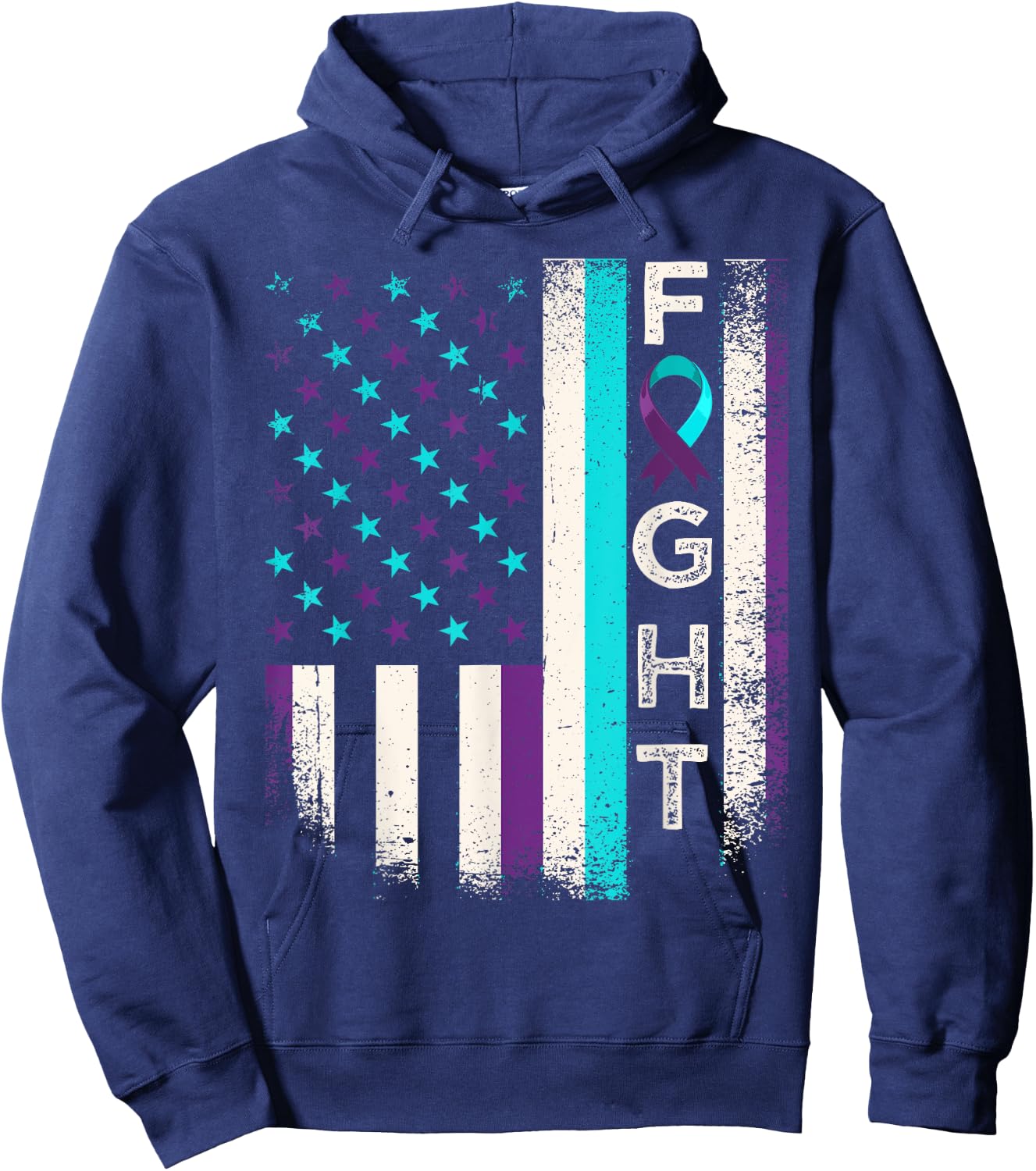 Suicide Prevention Awareness Month US American Flag Fight Hoodie - Hoodie | Navy