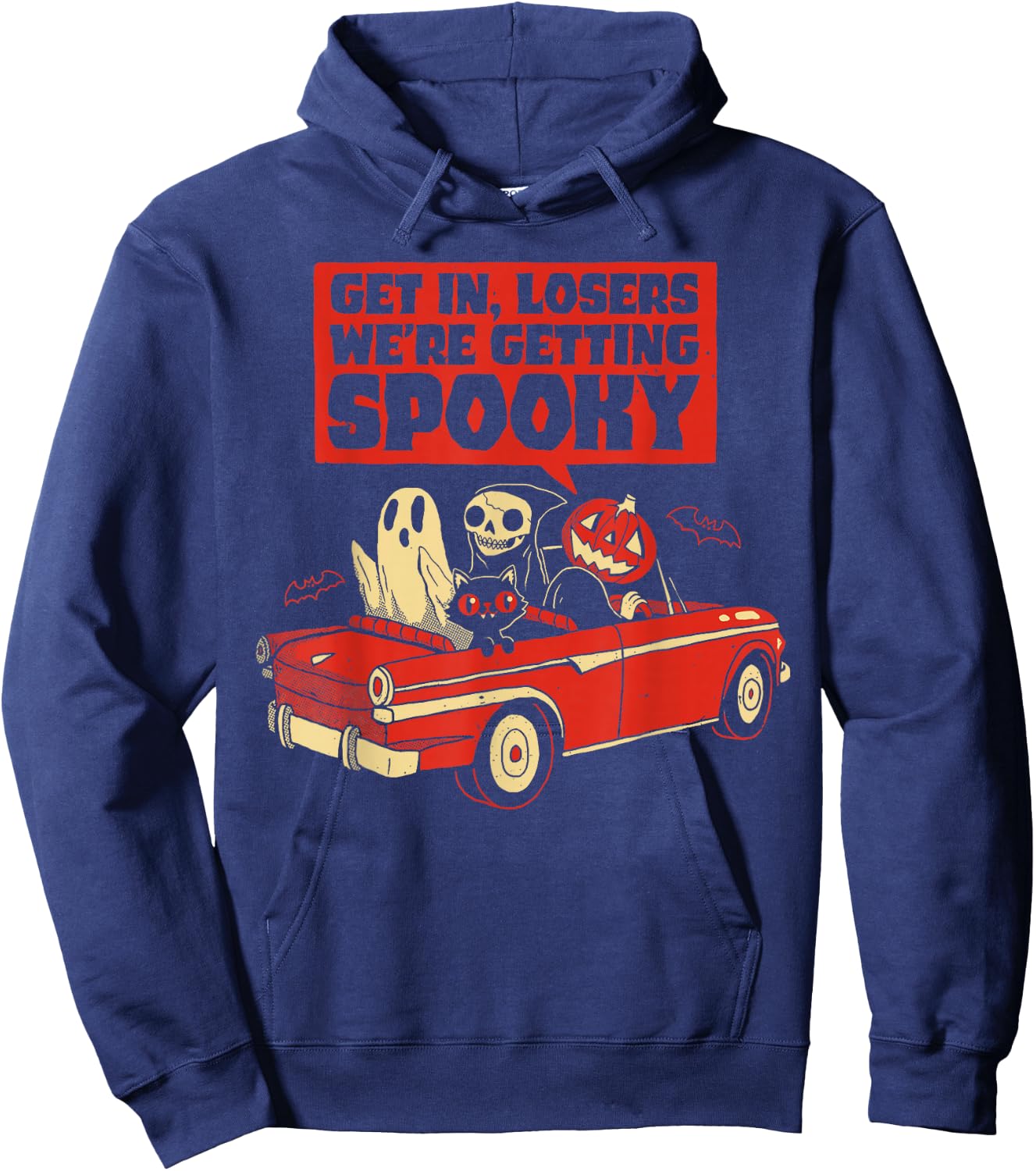 Get In, Losers We'Re Getting Spooky Skeleton Pumpkin Ghost Hoodie - Hoodie | Navy