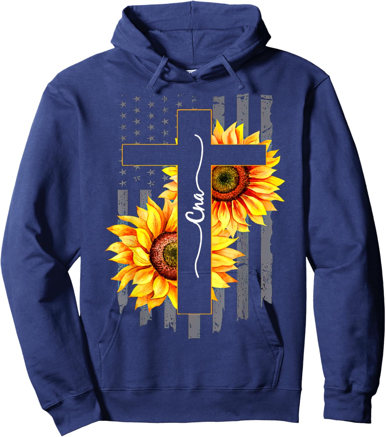 Nurse CNA Jesus Cross Sunflower 4th Of July Women's Hoodie - Hoodie | Navy