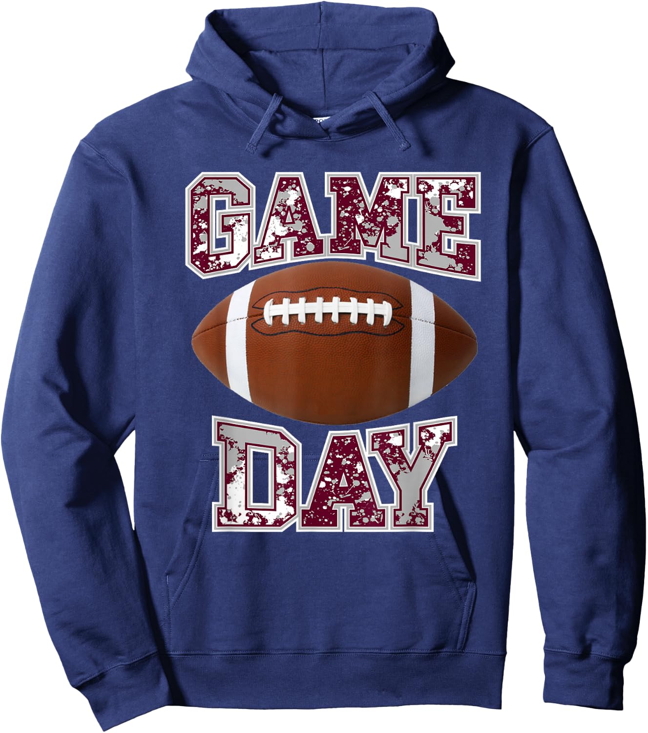 Game Day Football Maroon Gray White Hoodie - Hoodie | Navy