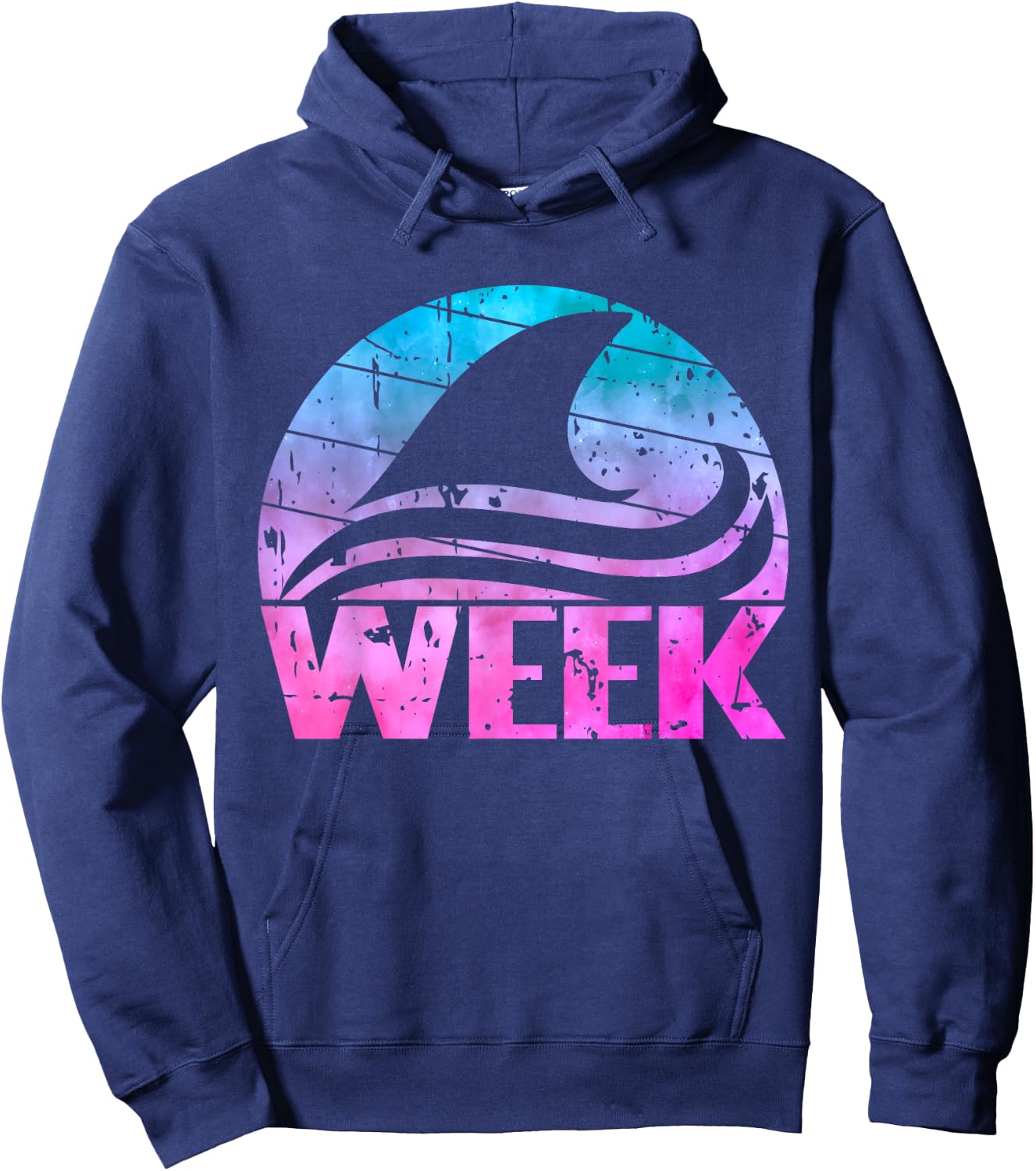 Retro Shark Fin Week 2024 Shark Lover Ocean Wildlife Tie Dye Hoodie - Hoodie | Navy