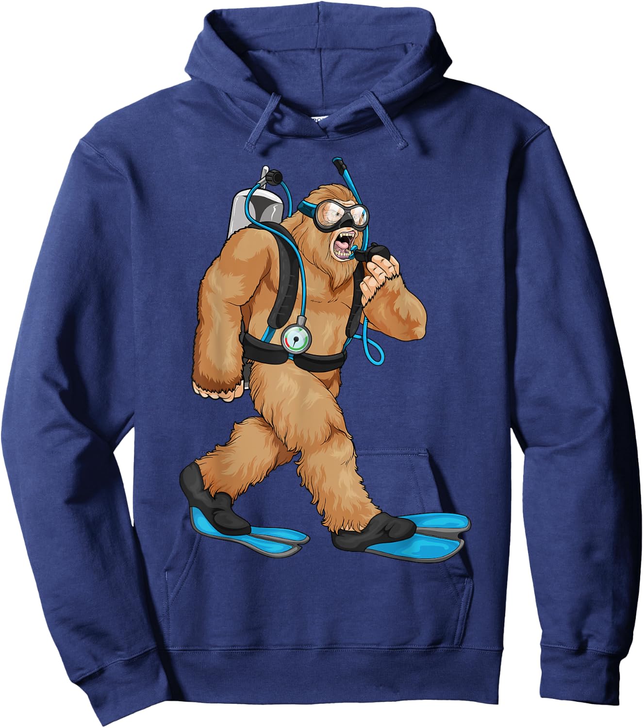 Bigfoot Scuba Diving Sasquatch Snorkeling Diver Swimming Hoodie - Hoodie | Navy