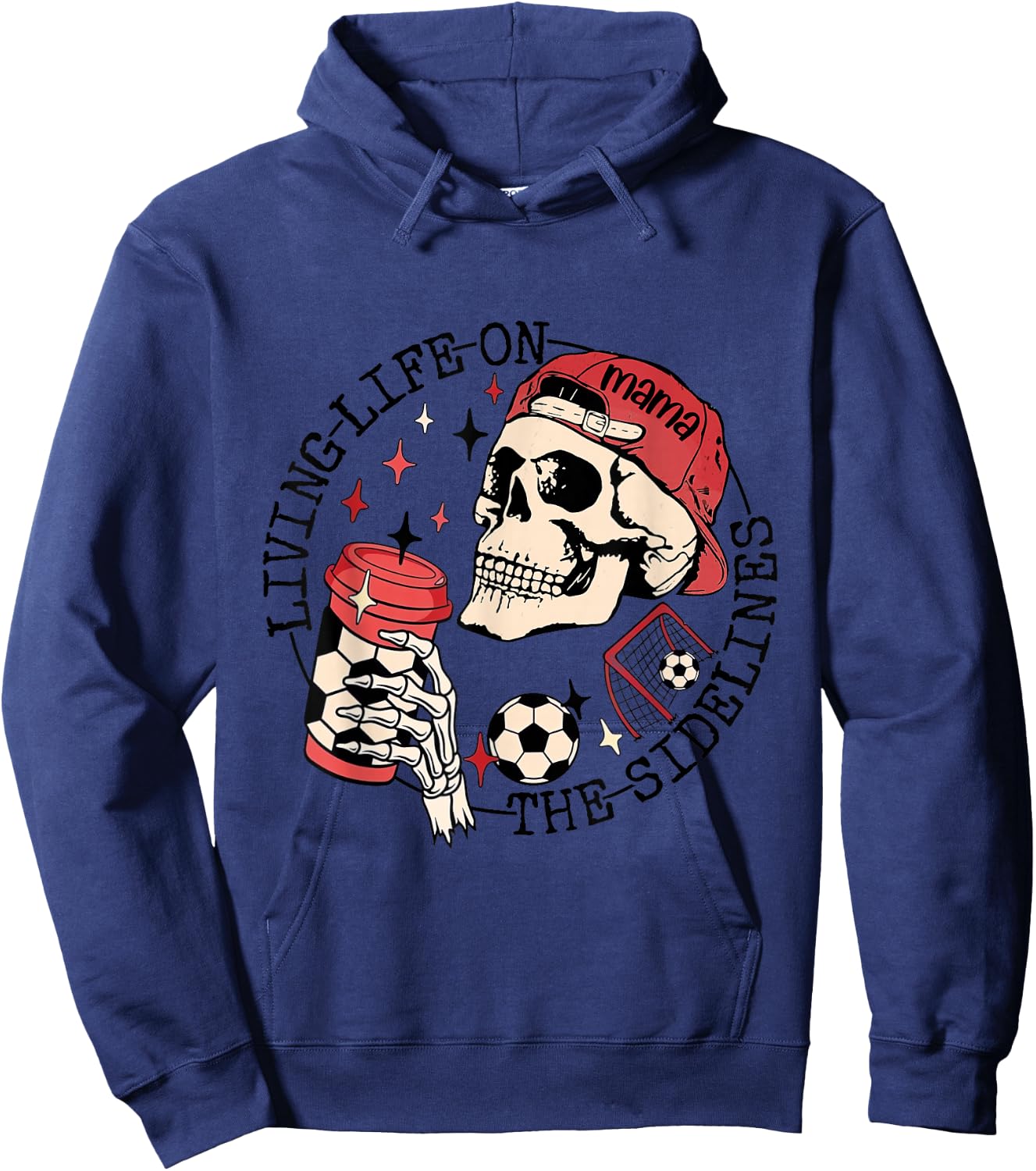 Soccer Mama Living Life On The Sidelines Skeleton Coffee Hoodie - Hoodie | Navy