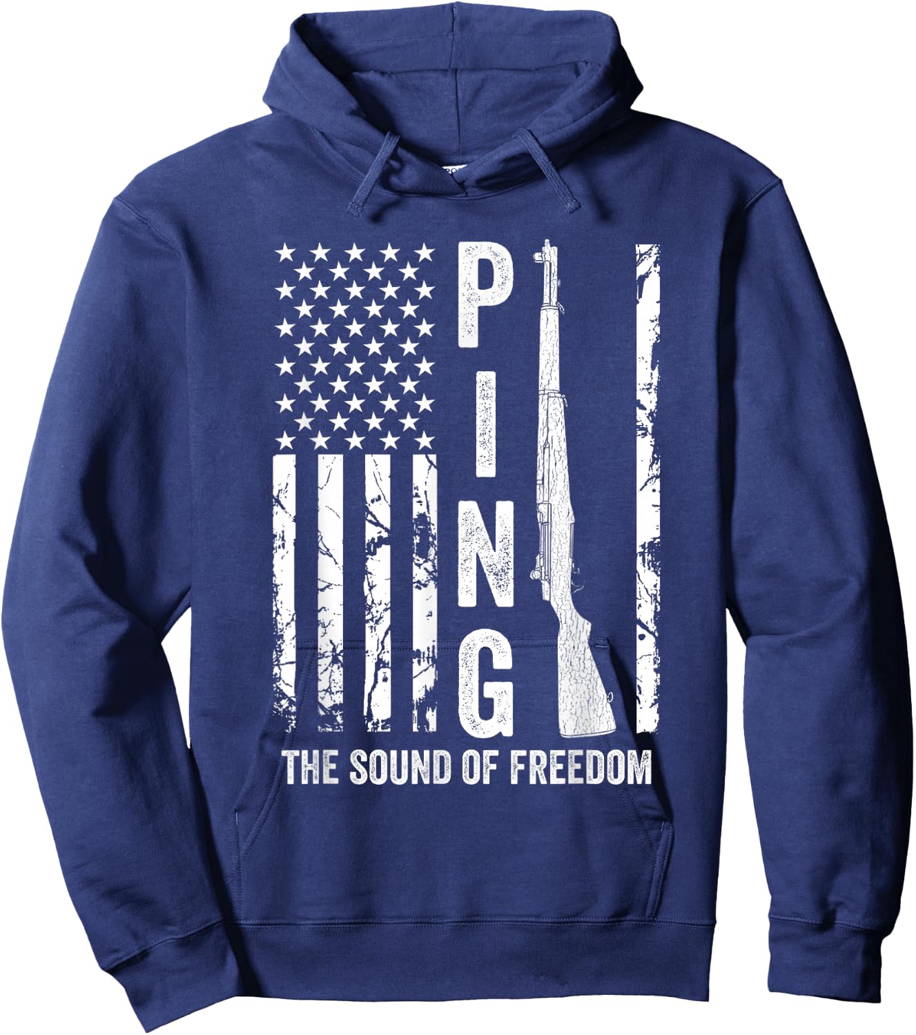 M1 Garand Rifle Ping The Sound of Freedom USA Flag Funny WW2 Hoodie - Hoodie | Navy