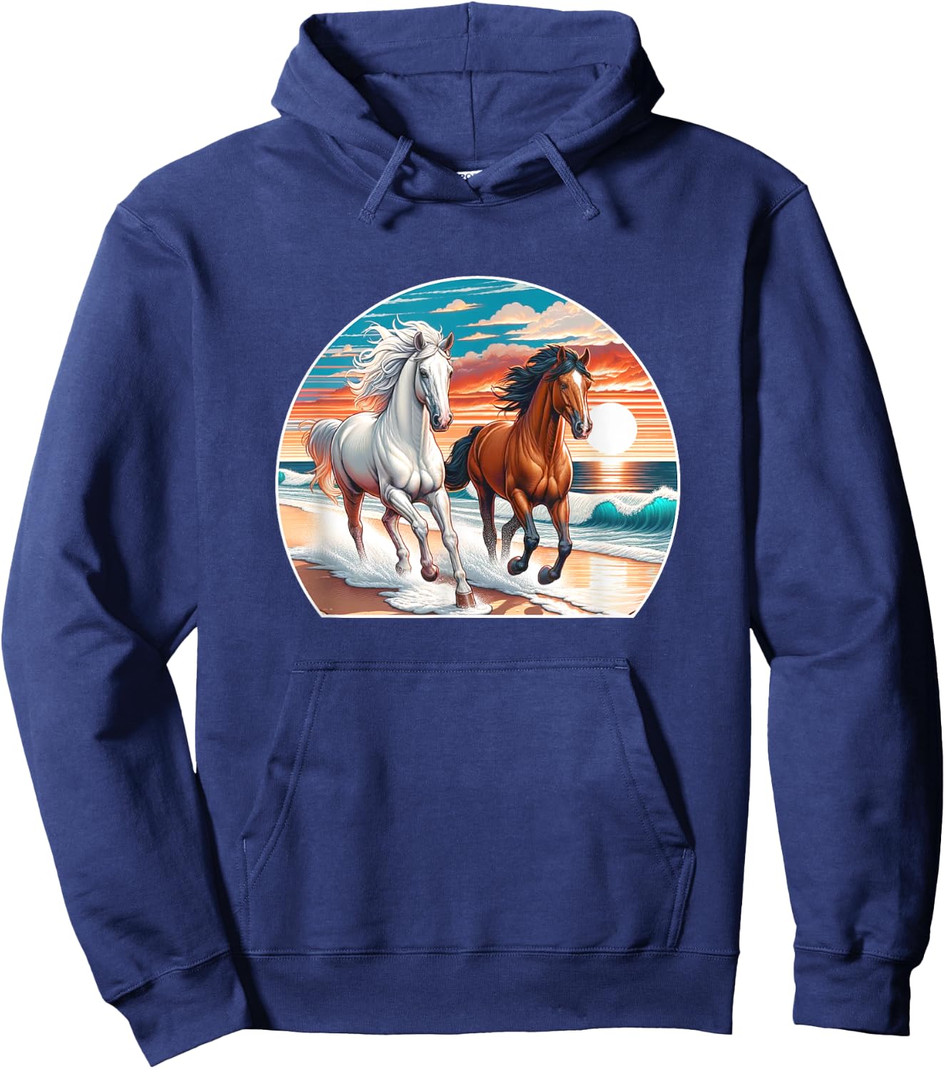 Horses Running On The Beach - Women Kids Hoodie - Hoodie | Navy