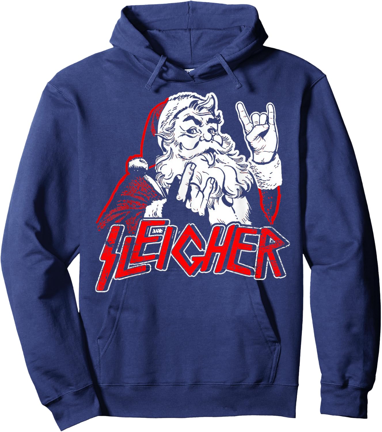 Sleigher Hail Santa Heavy Metal Christmas & Women Hoodie - Hoodie | Navy