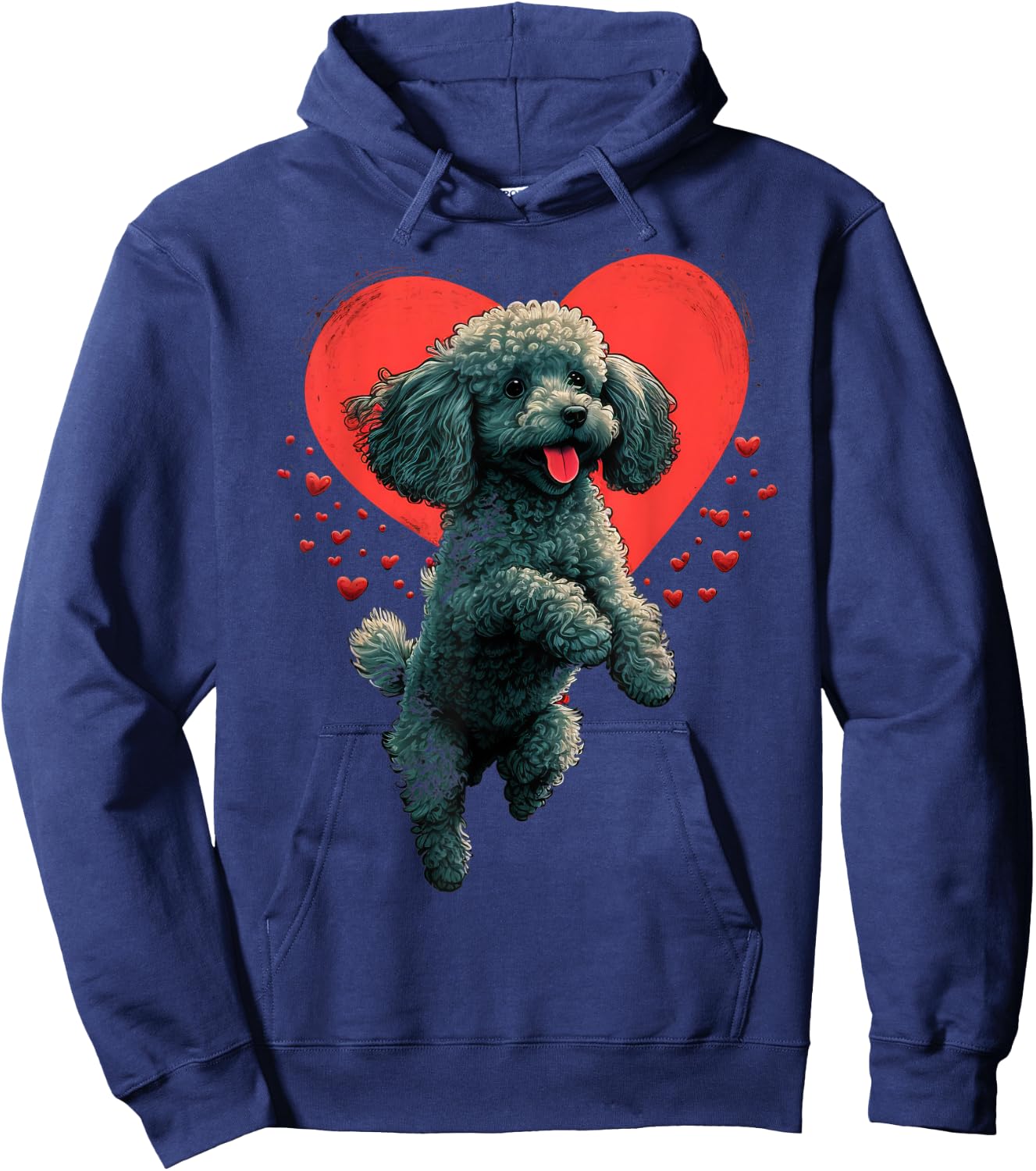 Toy Poodle Love Heart for Valentines Day on Poodle Lover Hoodie - Hoodie | Navy