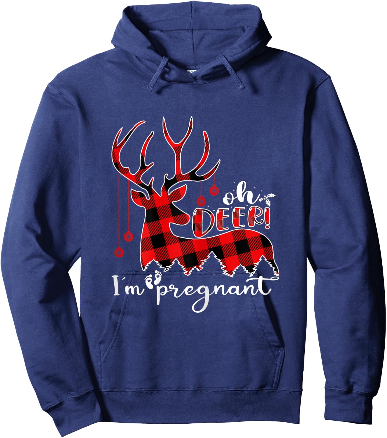 Oh Deer I'm Pregnant Funny Christmas Pregnancy Announcement Hoodie - Hoodie | Navy