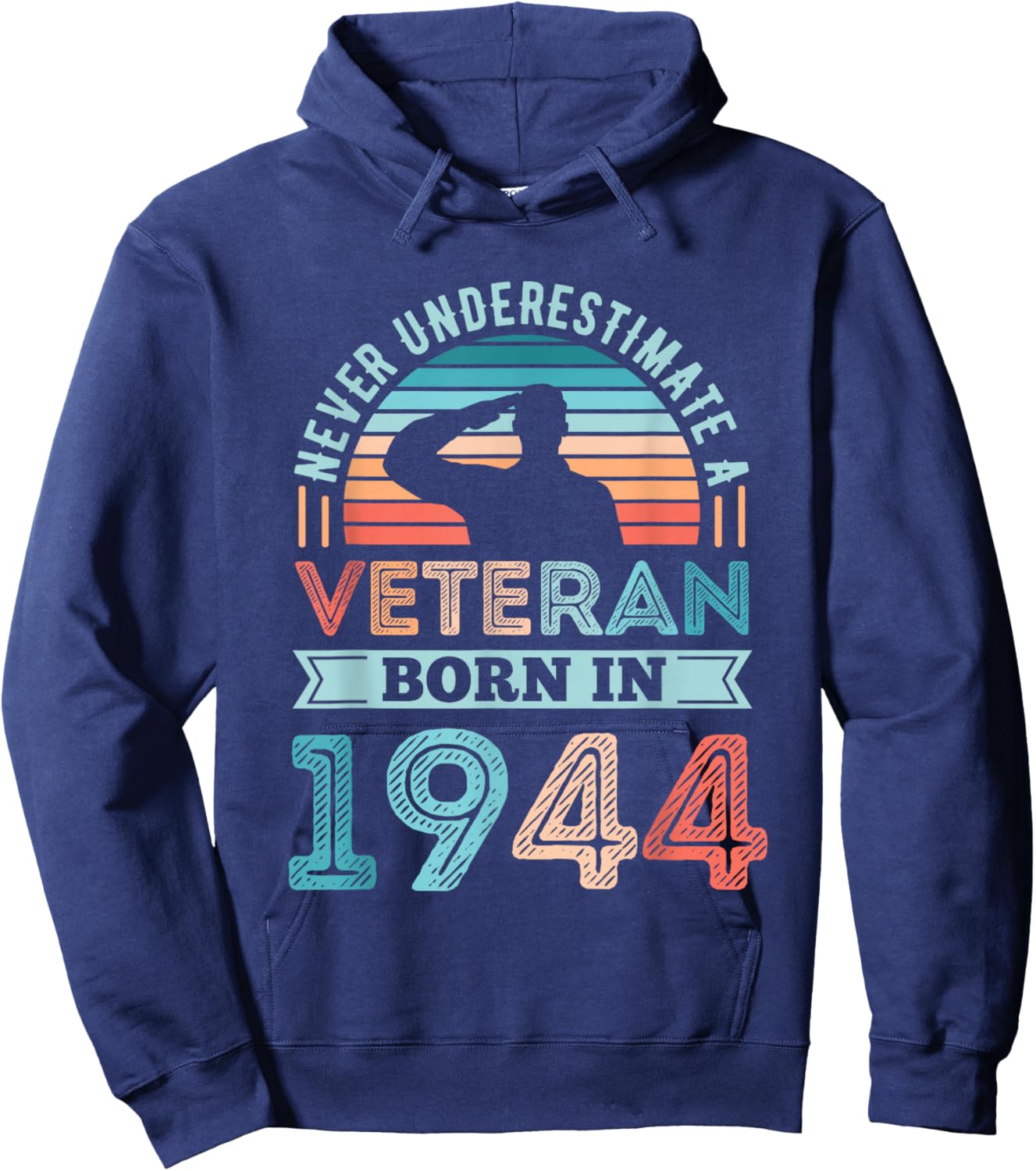 Veteran born in 1944 80th Birthday Military Gifts Hoodie - Hoodie | Navy