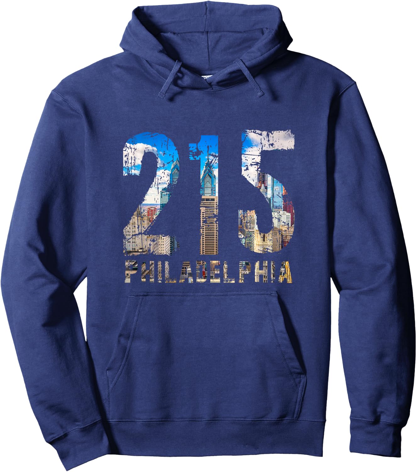 Philadelphia 215 Philly 215 Skyline Area Code Hoodie - Hoodie | Navy
