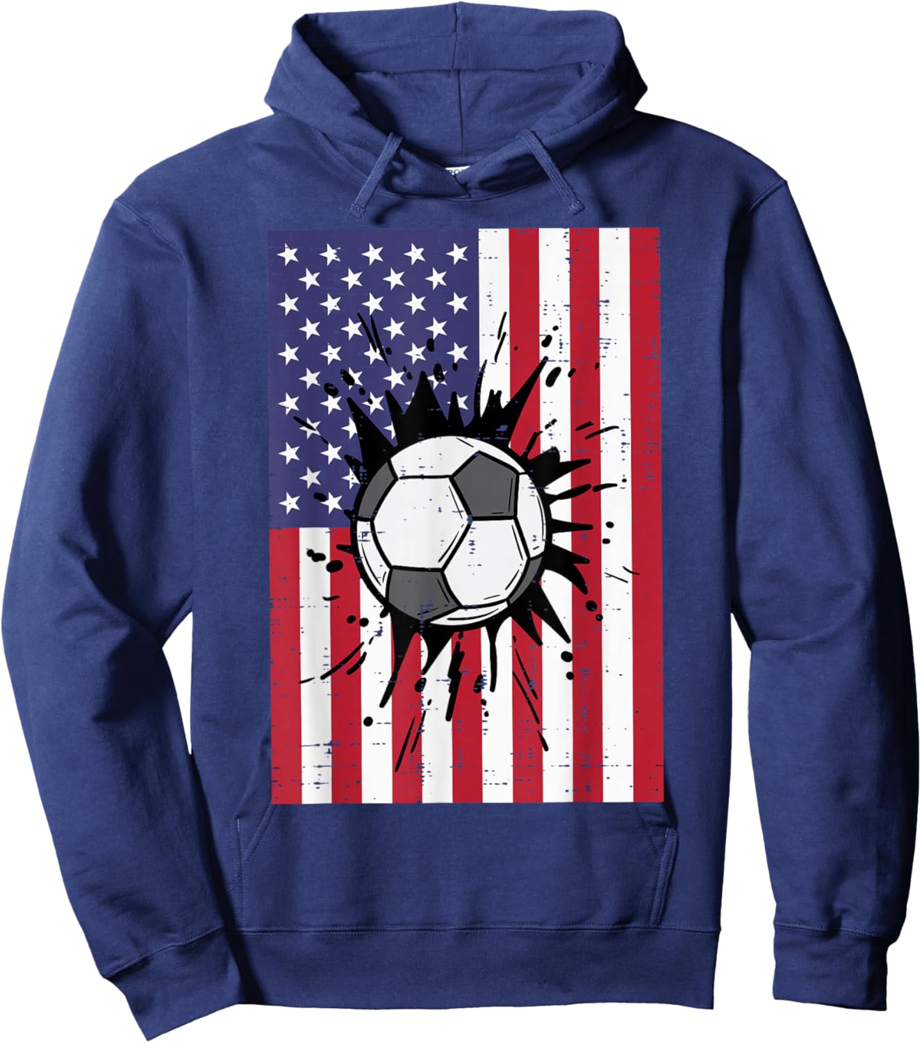 4th Of July Soccer US Flag Football Patriotic Boys Kids Men Hoodie - Hoodie | Navy