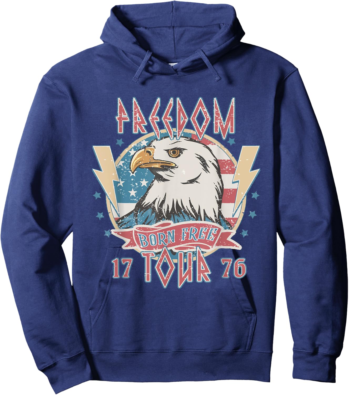 Freedom Tour Born To Be Free 4th Of July 1776 Eagle USA Flag Hoodie - Hoodie | Navy