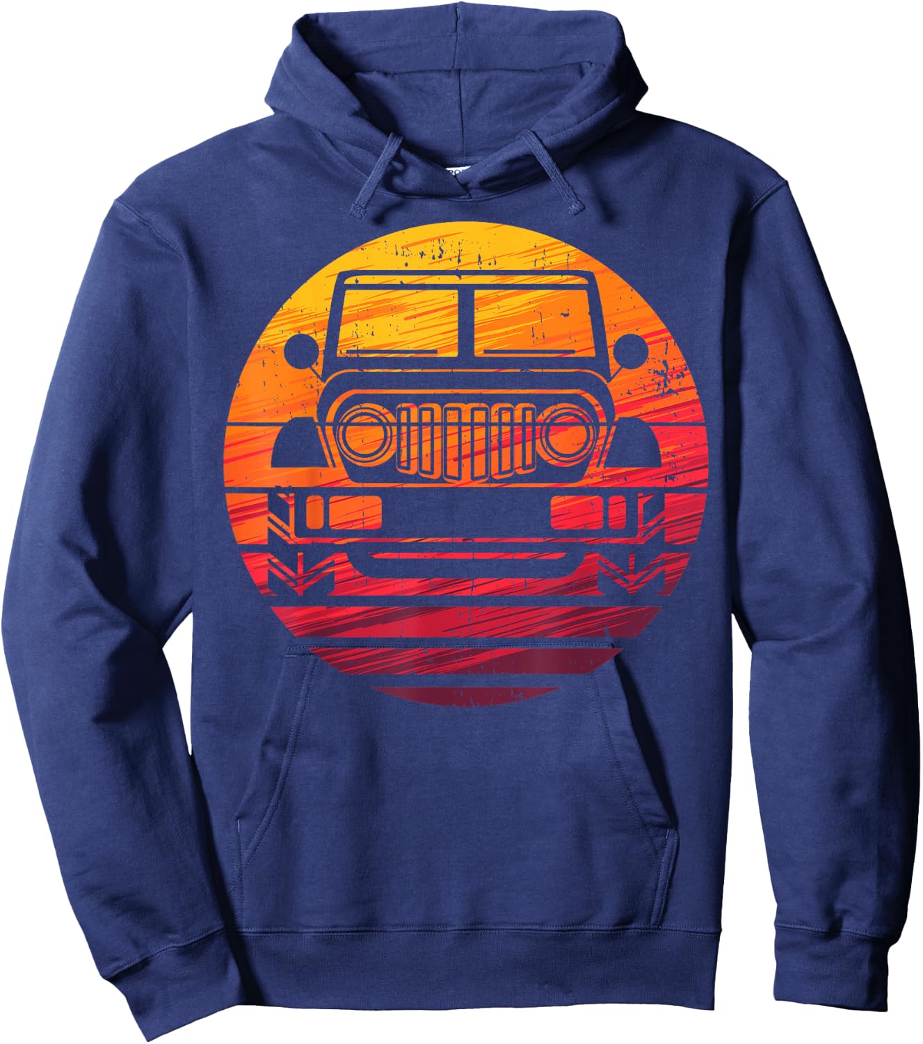 Off Road 4X4 Vintage Retro 70s Sunset Off Road Hoodie - Hoodie | Navy