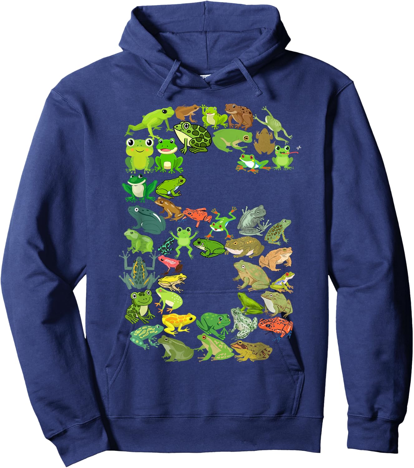 Cute 6th Birthday Frog Themed 6 Year Old Kids Frog Lover Hoodie - Hoodie | Navy