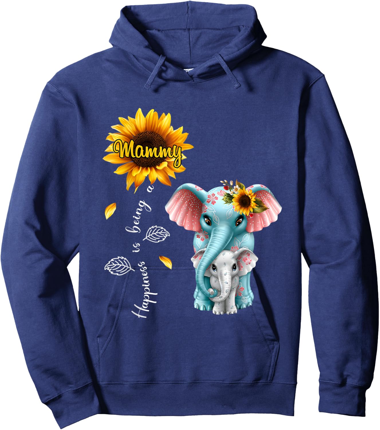 Elephant Sunflower Happiness is being mammy Christmas Hoodie - Hoodie | Navy