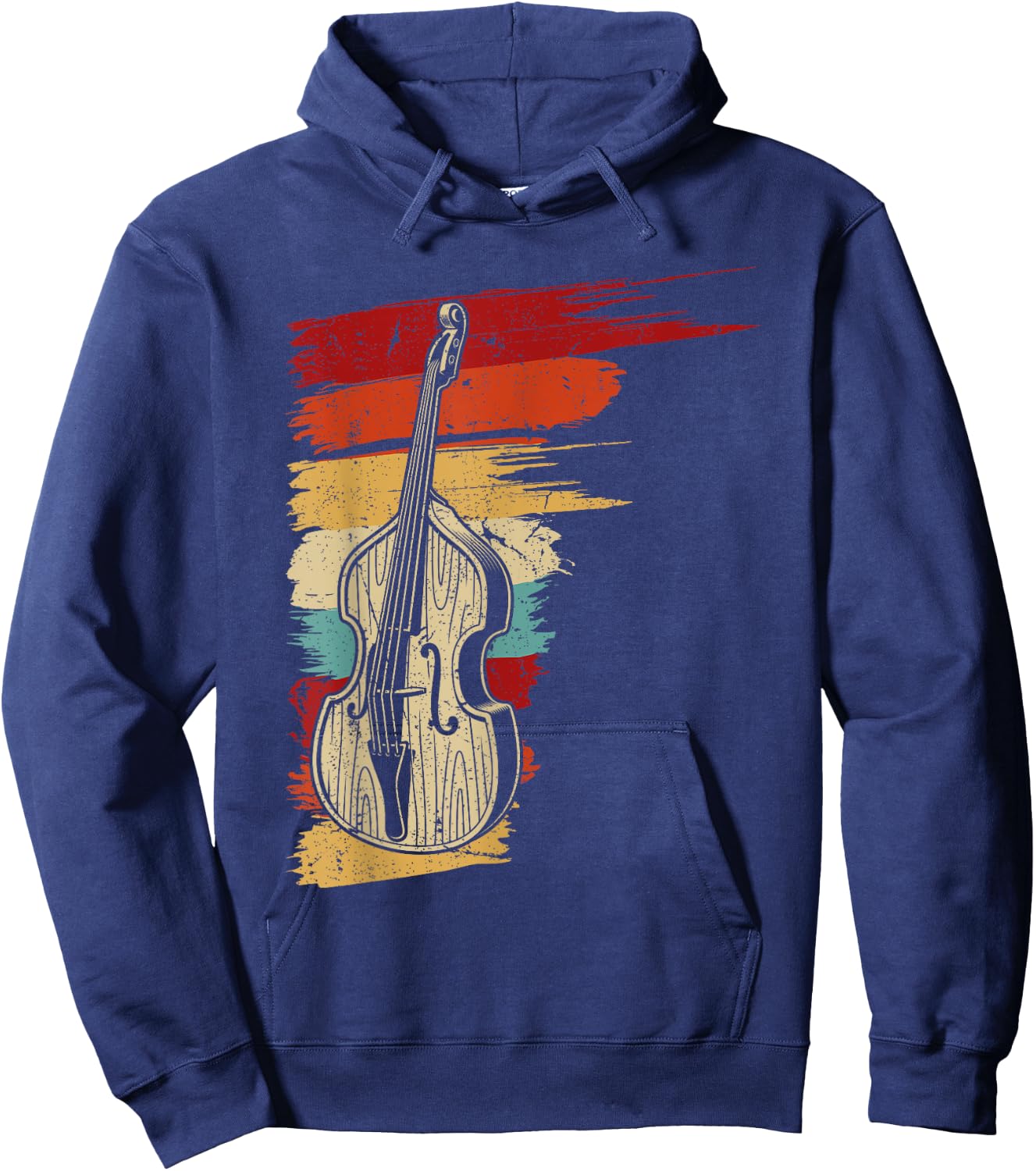 Stand Up Bass Gifts & String Bass Player Stuff Upright Bass Graphic, Retro Double Bass Fiddle Hoodie - Hoodie | Navy