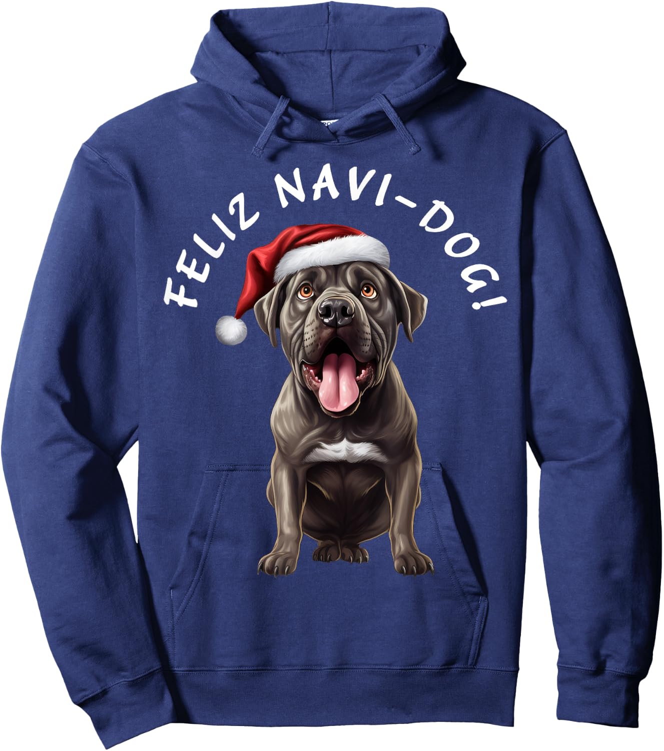 Funny Cane Corso Dog Mom Says Feliz Navi-Dog! Feliz Navidad! Hoodie - Hoodie | Navy
