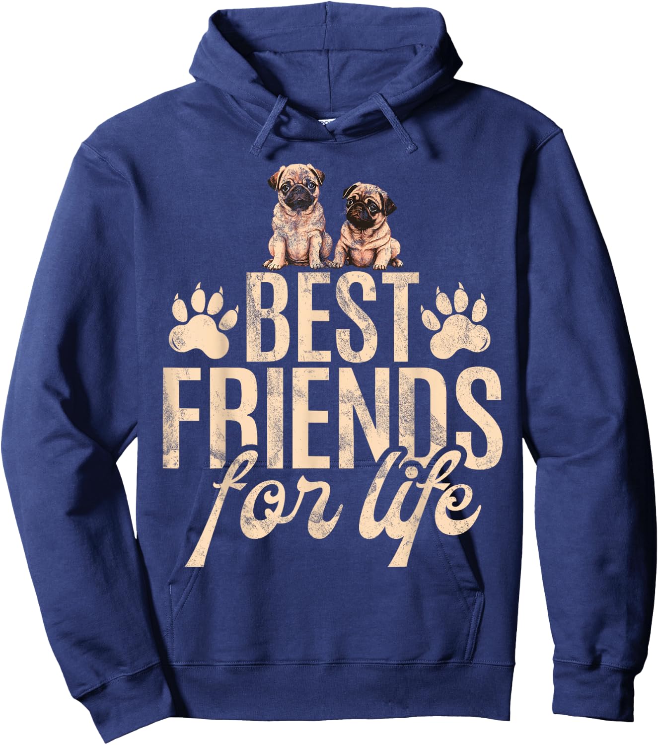 Best Friends for Life Pug Hoodie - Hoodie | Navy