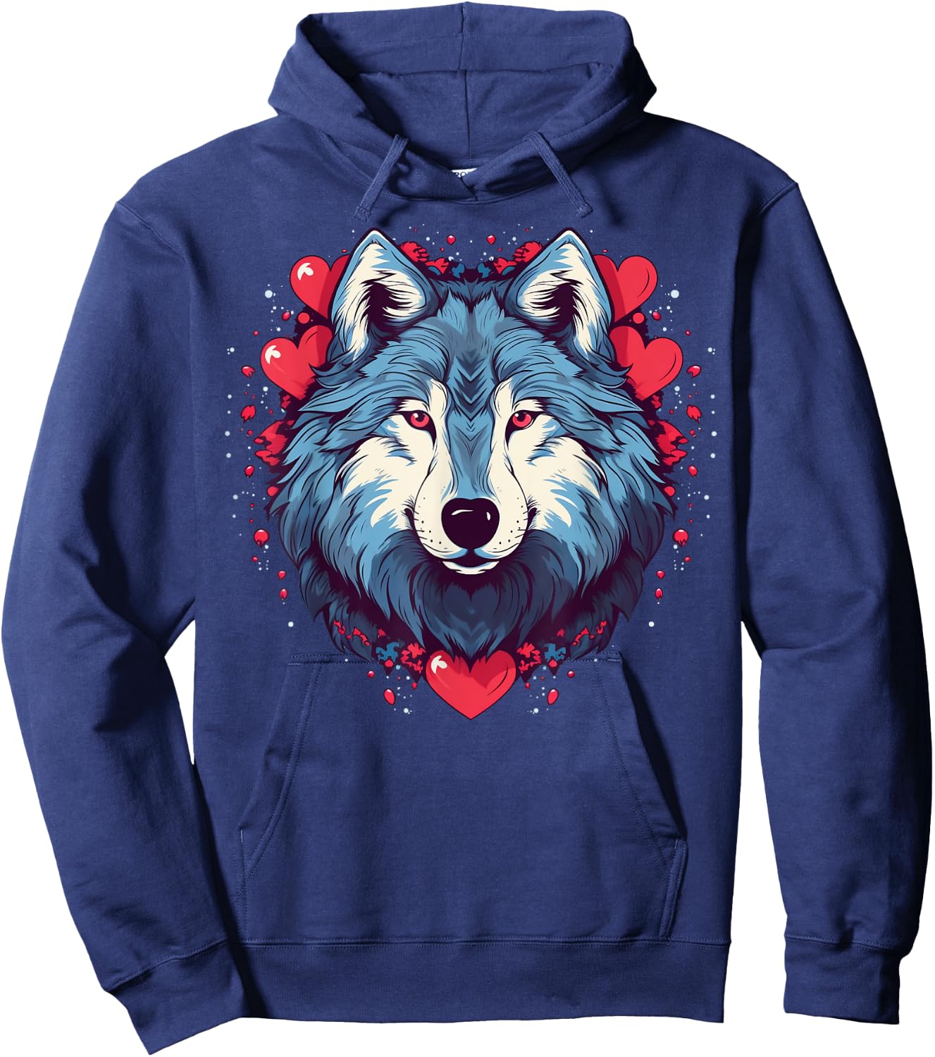 Wolf Love Heart for Valentines Day on Wolf Lover Hoodie - Hoodie | Navy