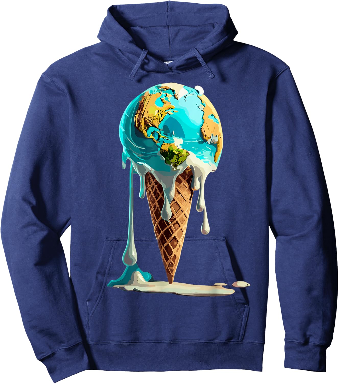 Climate Change Global Warming Melting Earth Day Ice Cream Women Kids Hoodie - Hoodie | Navy