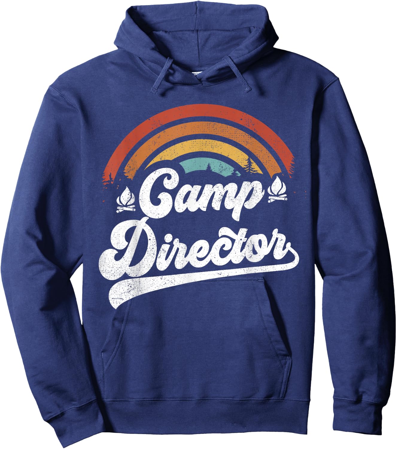 Summer Camp Director Staff Groovy Rainbow Camp Counselor Hoodie - Hoodie | Navy