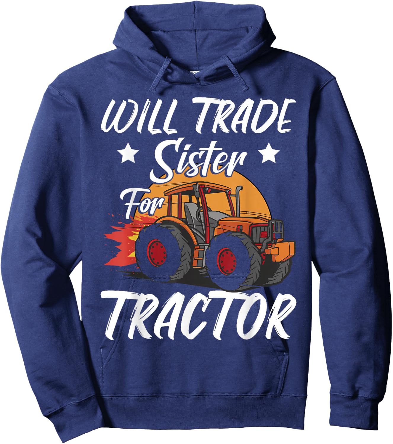 Will Trade Sister For Tractor Kids Boys Farm Tractor Hoodie - Hoodie | Navy