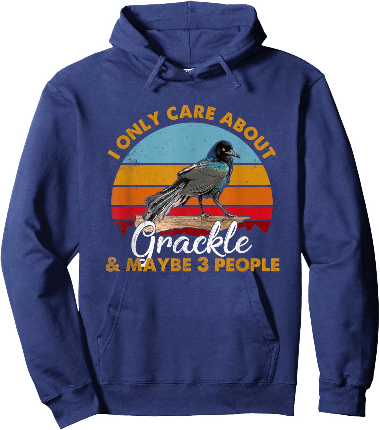 Retro Style Sunset Grackle Hoodie - Hoodie | Navy