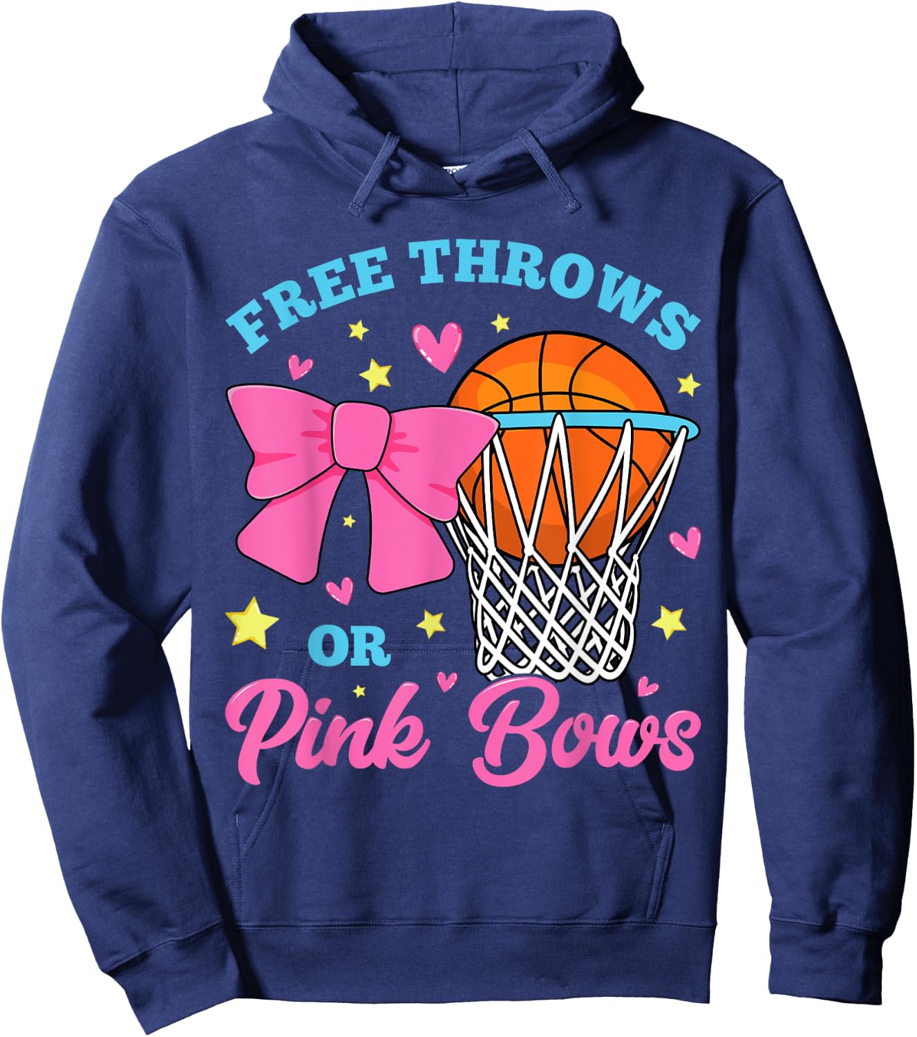Free Throws or Pink Bows Pregnancy Pink Blue Gender Reveal Hoodie - Hoodie | Navy