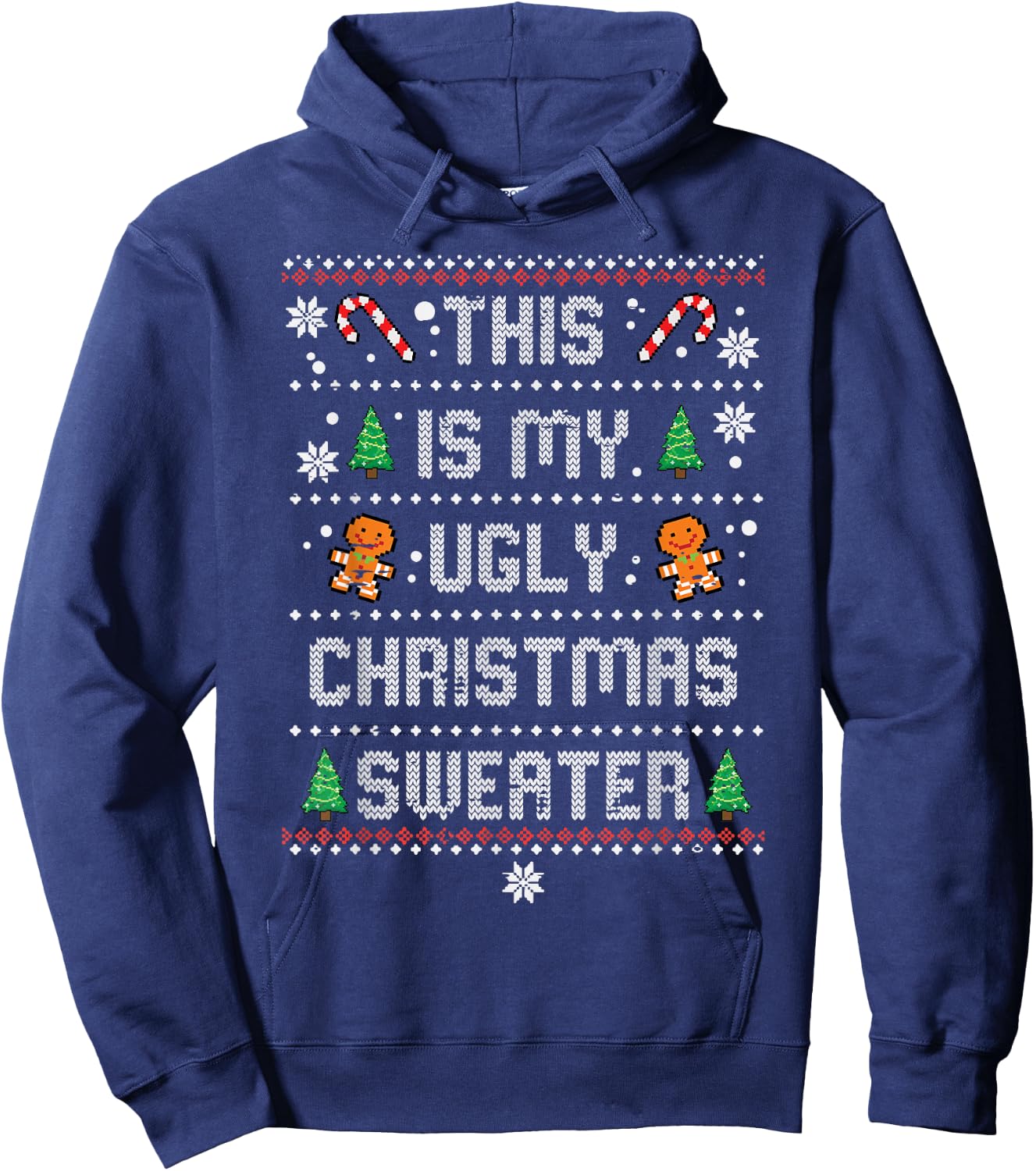 This Ugly Christmas Sweater Vintage Xmas Men Women Kids Hoodie - Hoodie | Navy