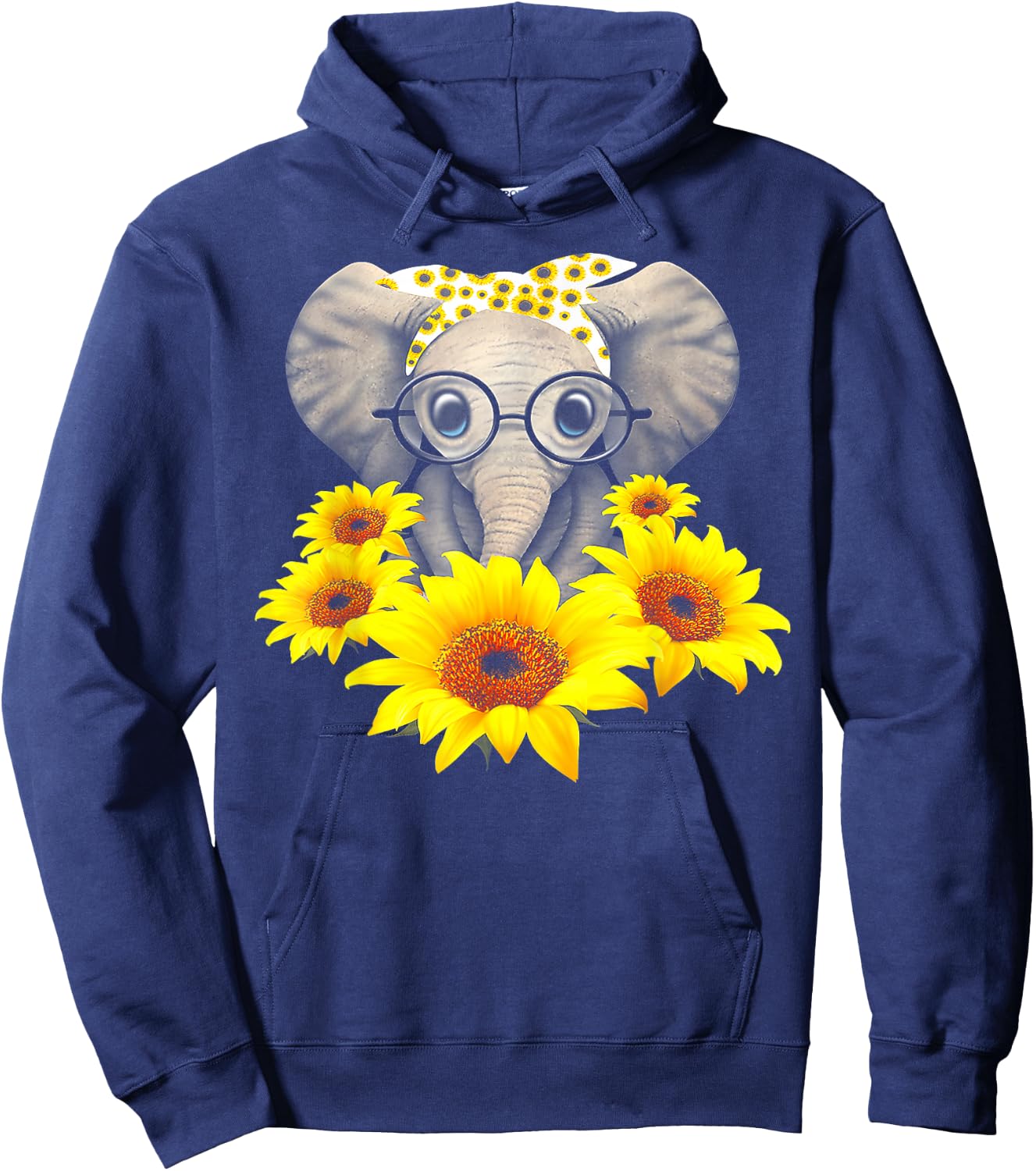 Sunflower Elephant Fun Elephant Animal Lover Gifts Hoodie - Hoodie | Navy