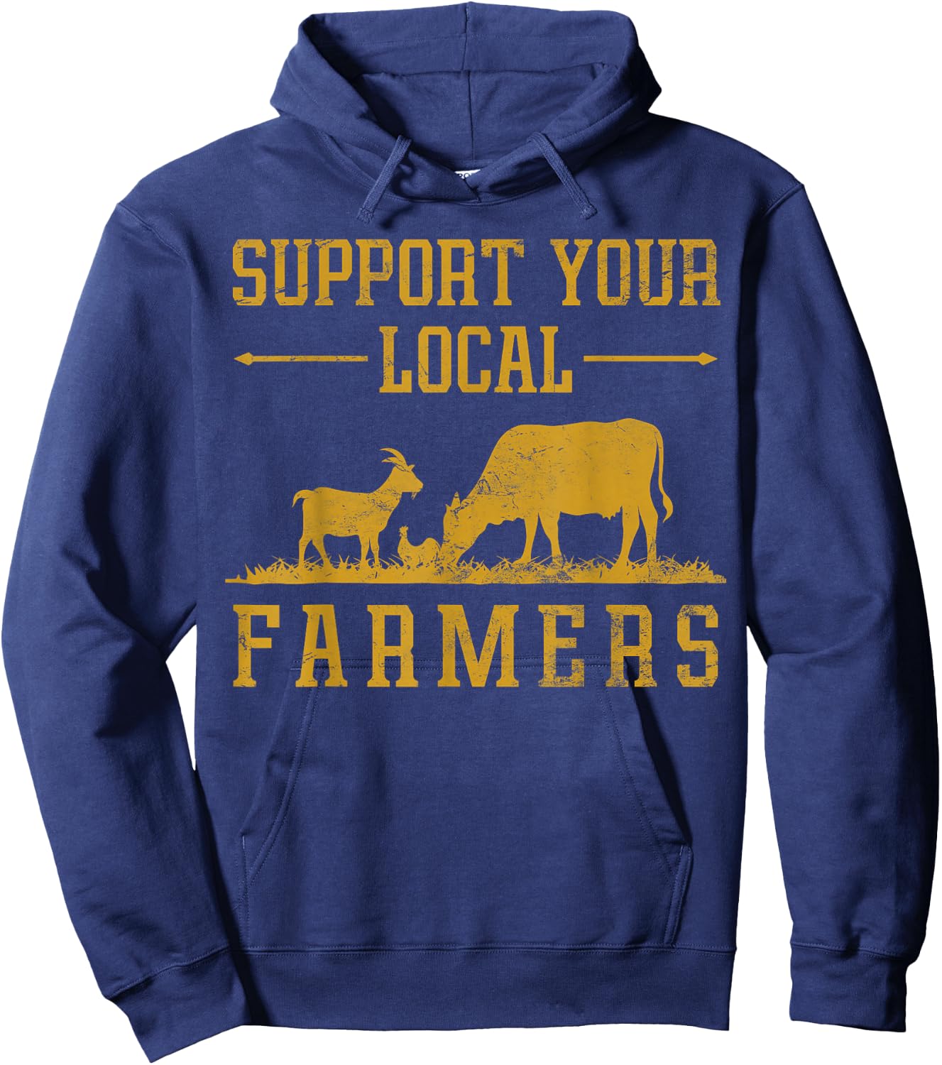 Vintage Support Your Local Farmers Farmer Farm Farming Hoodie - Hoodie | Navy