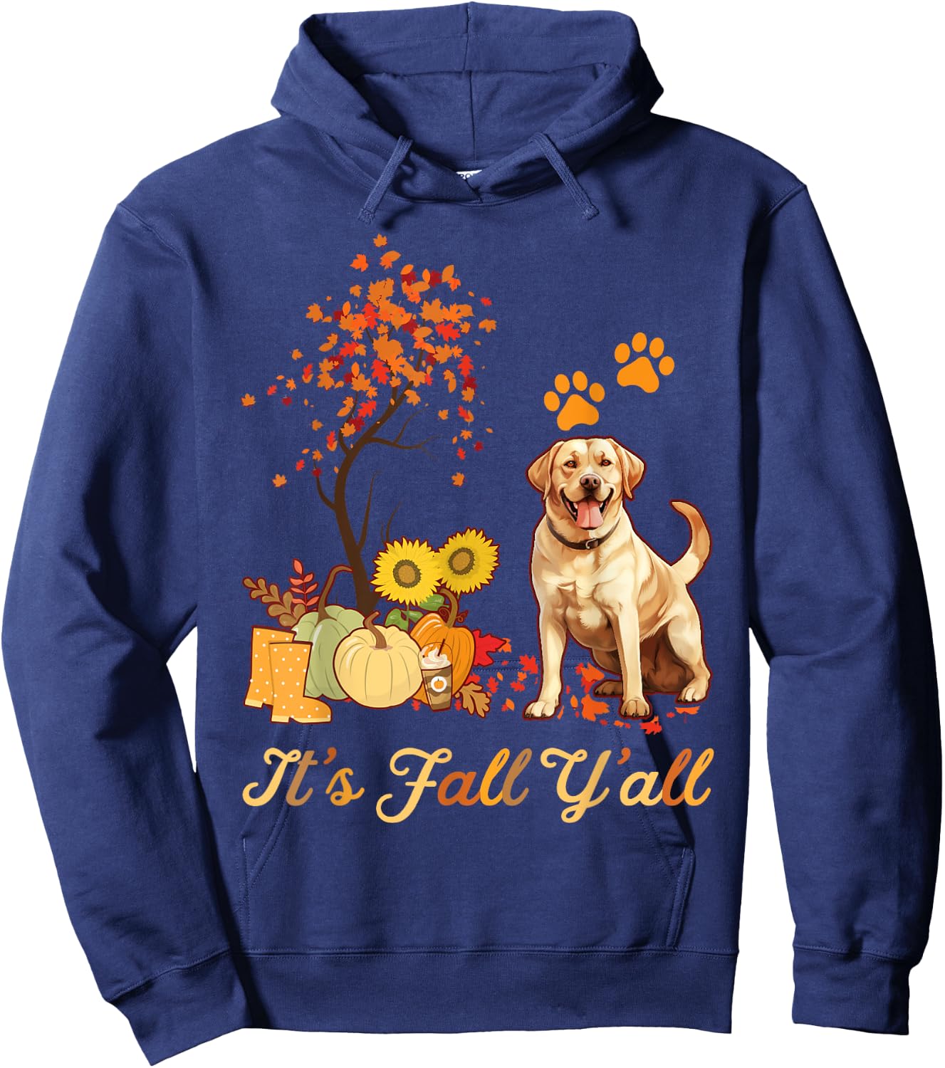Labrador Retriever Fall Autumn Leaf Maple Tree Thanksgiving Hoodie - Hoodie | Navy