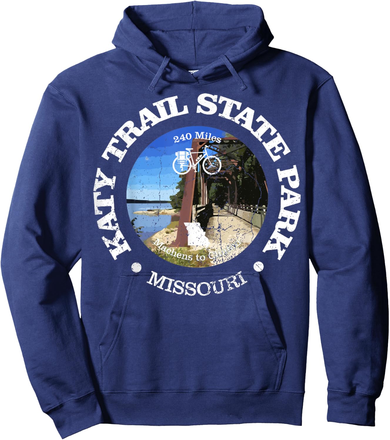 Vintage The Katy Trail State Park USA Missouri Retro Cycling Hoodie - Hoodie | Navy