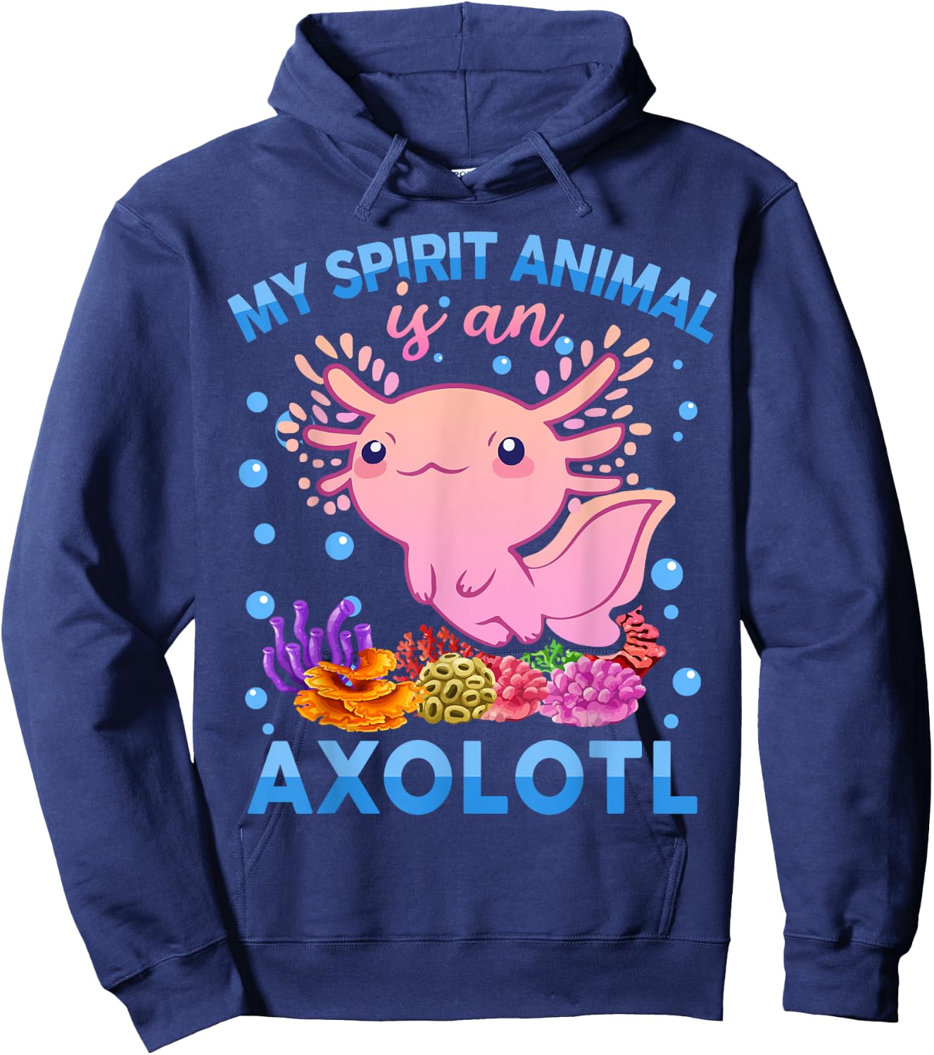 Axolotl-Shirt My Spirit Animal Is Axolotl Cute Boy Girl Kids Hoodie - Hoodie | Navy
