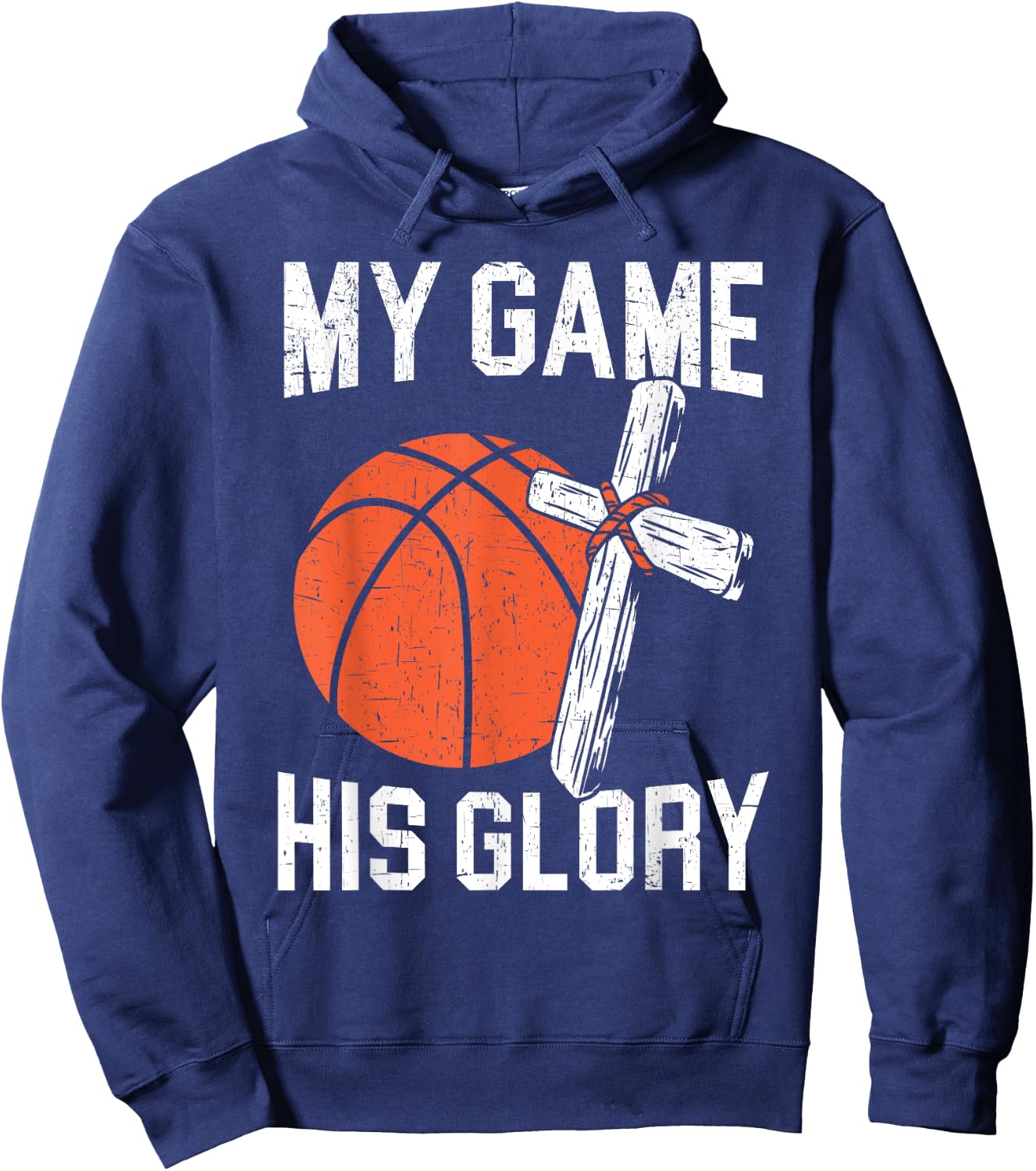 Basketball And Jesus Christ Christian Believer Hooper Hoodie - Hoodie | Navy