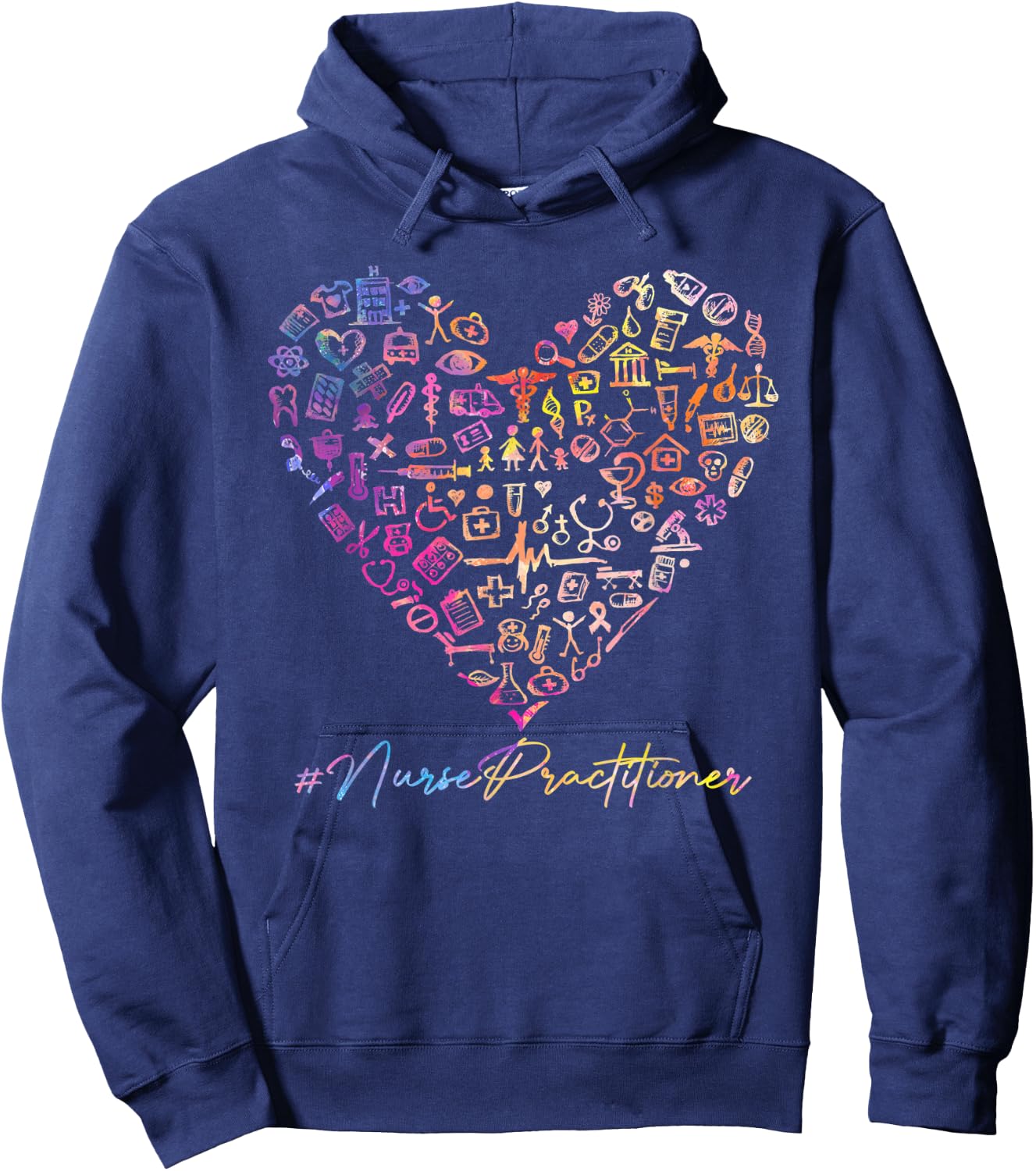 Tie Dye Stethoscope Heart Nurse Practitioner Nurses Day Hoodie - Hoodie | Navy