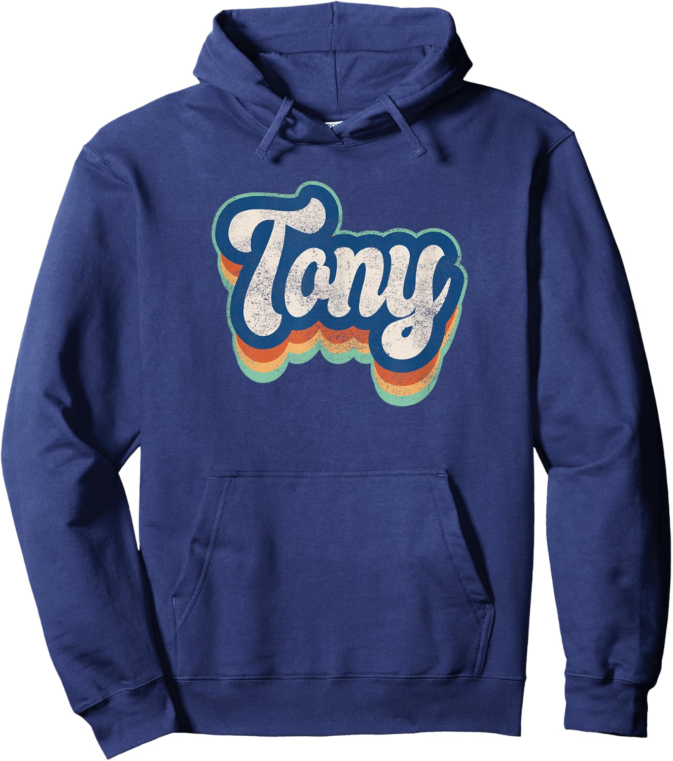 Tony First Name Boy Vintage Style 70s 80s Personalized Hoodie - Hoodie | Navy