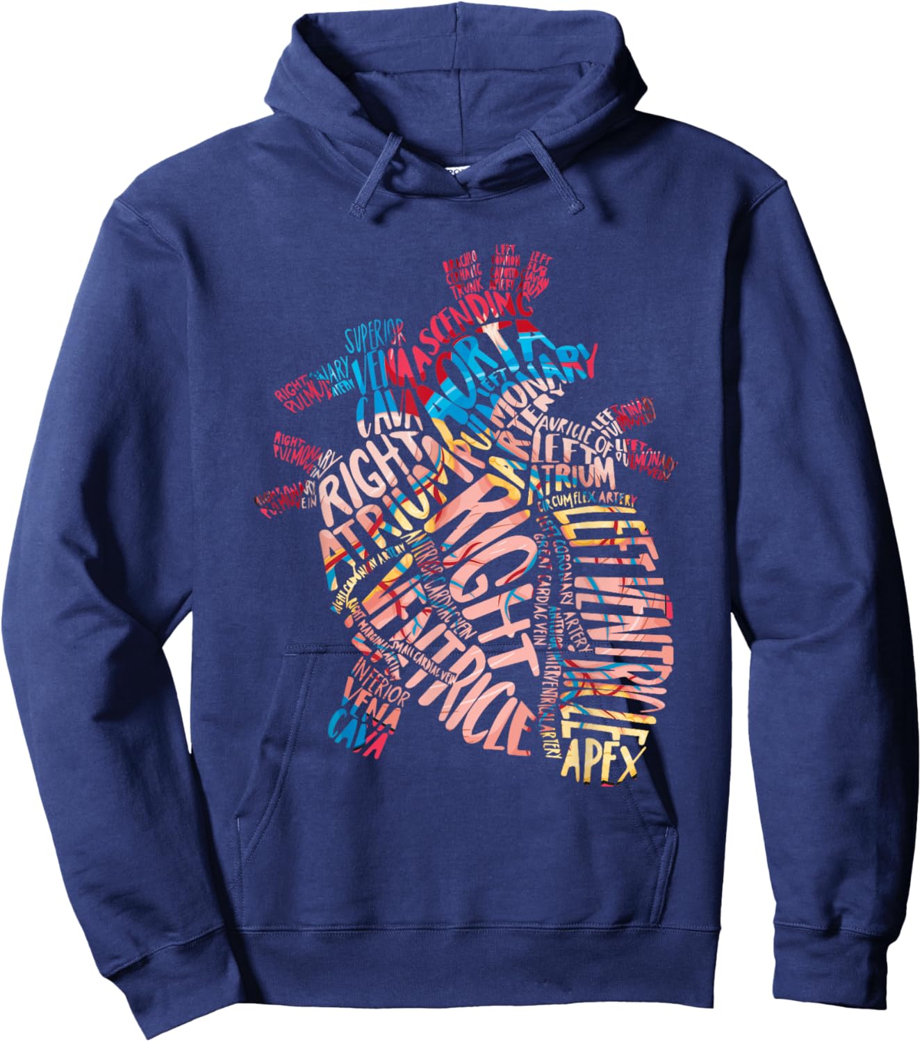 Anatomical Human Heart Cardiology Medical Cardiac Nurse Hoodie - Hoodie | Navy