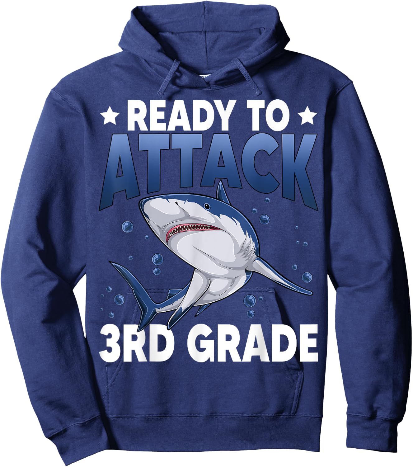Ready To Attack 3rd Grade Shark Third Grade Teacher Student Men Women Girls Kids Hoodie - Hoodie | Navy