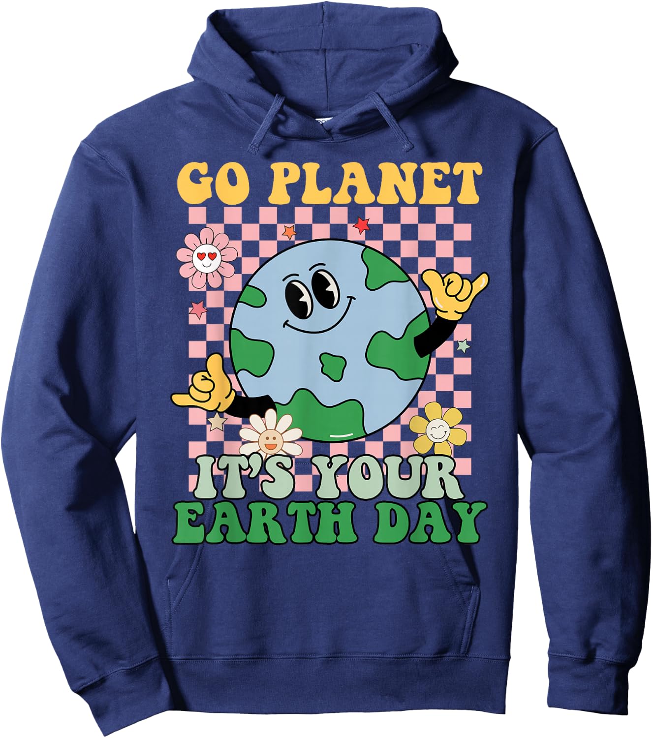Go Planet Its Your Earth Day Peace Groovy Kids Boys Girls Hoodie - Hoodie | Navy