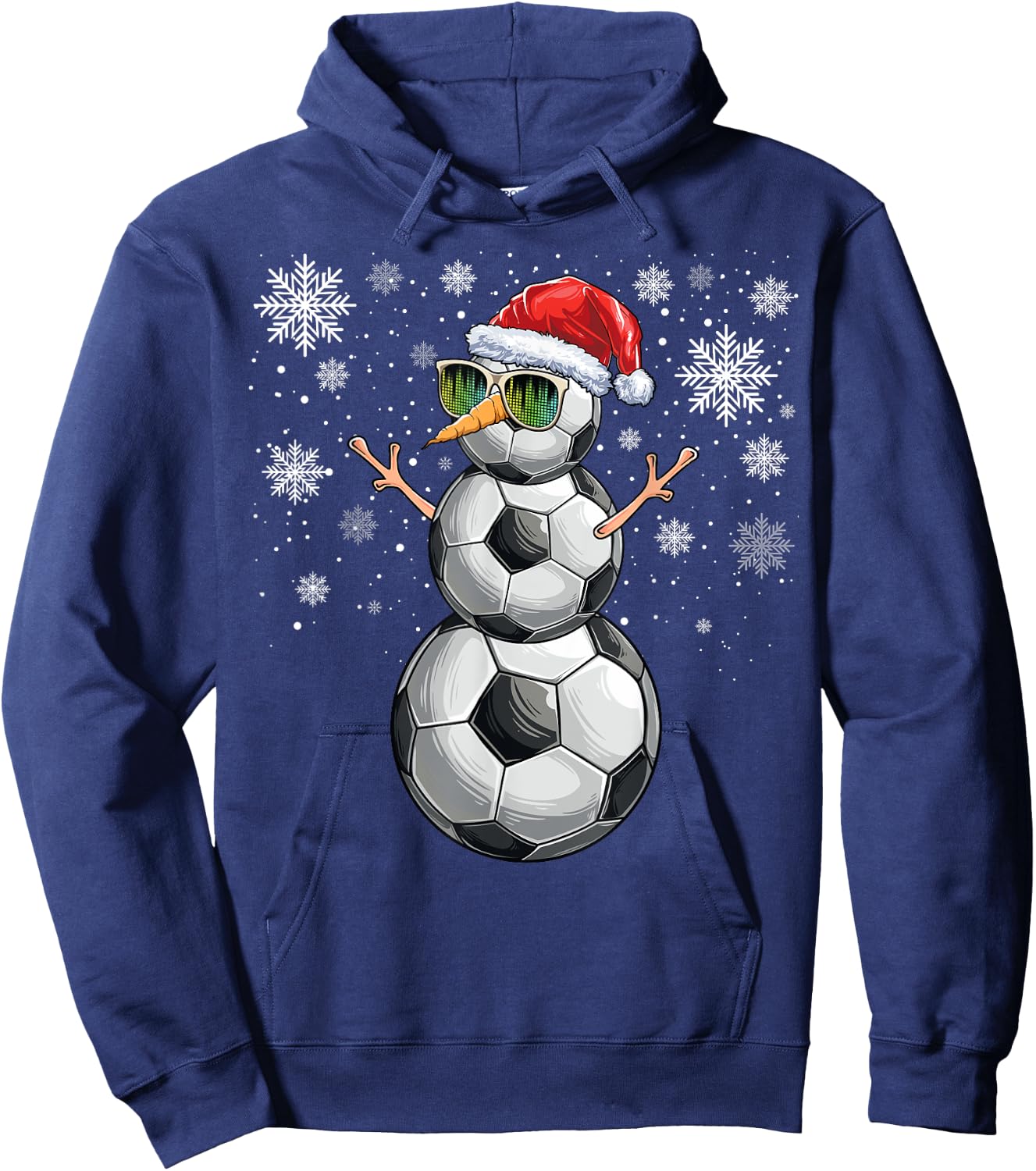 Snowman Soccer Ball Christmas Santa Boys Kids Hoodie - Hoodie | Navy