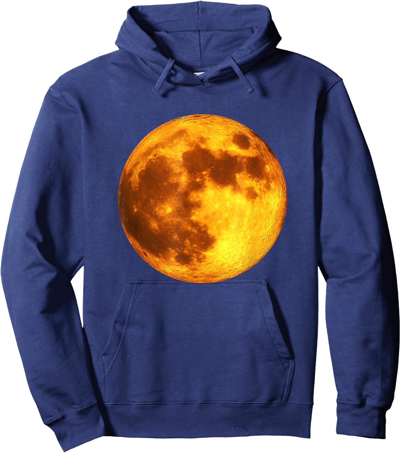Full Moon Space Art -Amber Orange Moon Hoodie - Hoodie | Navy