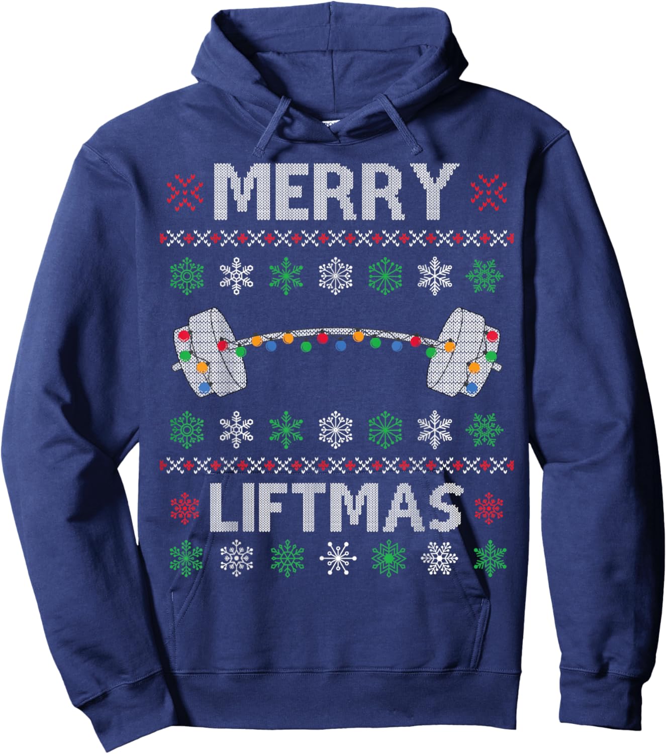 Merry Liftmas Funny Christmas Ugly Gym Workout Fitness Hoodie - Hoodie | Navy