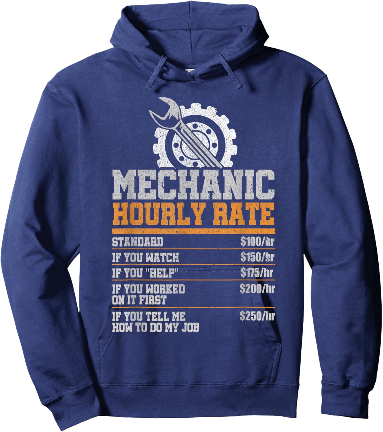 Mechanic Hourly Rate Diesel Cars Garage Mechanic Hoodie - Hoodie | Navy